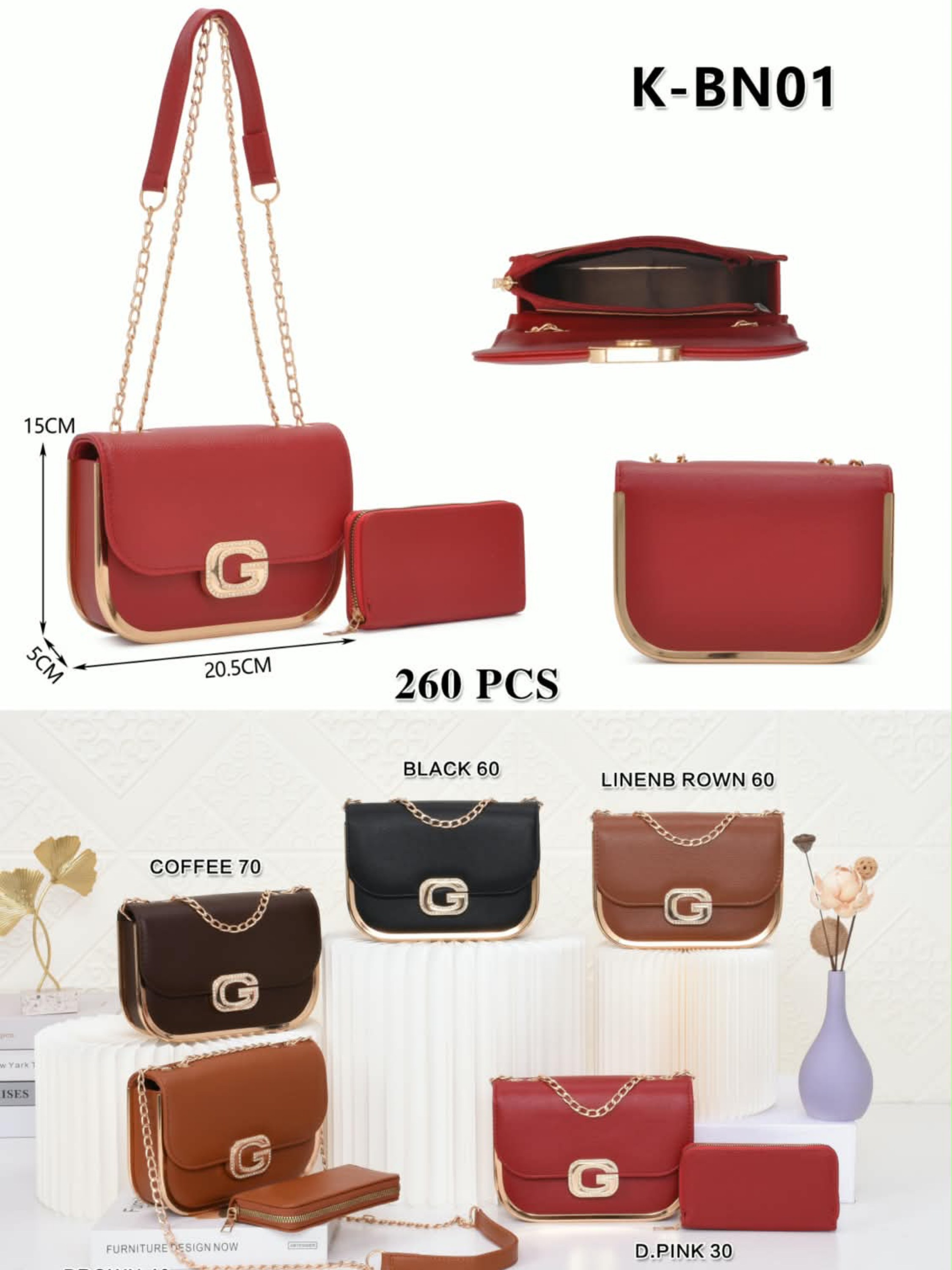 Bolsa feminina transversal KIT com carteira K-BN01