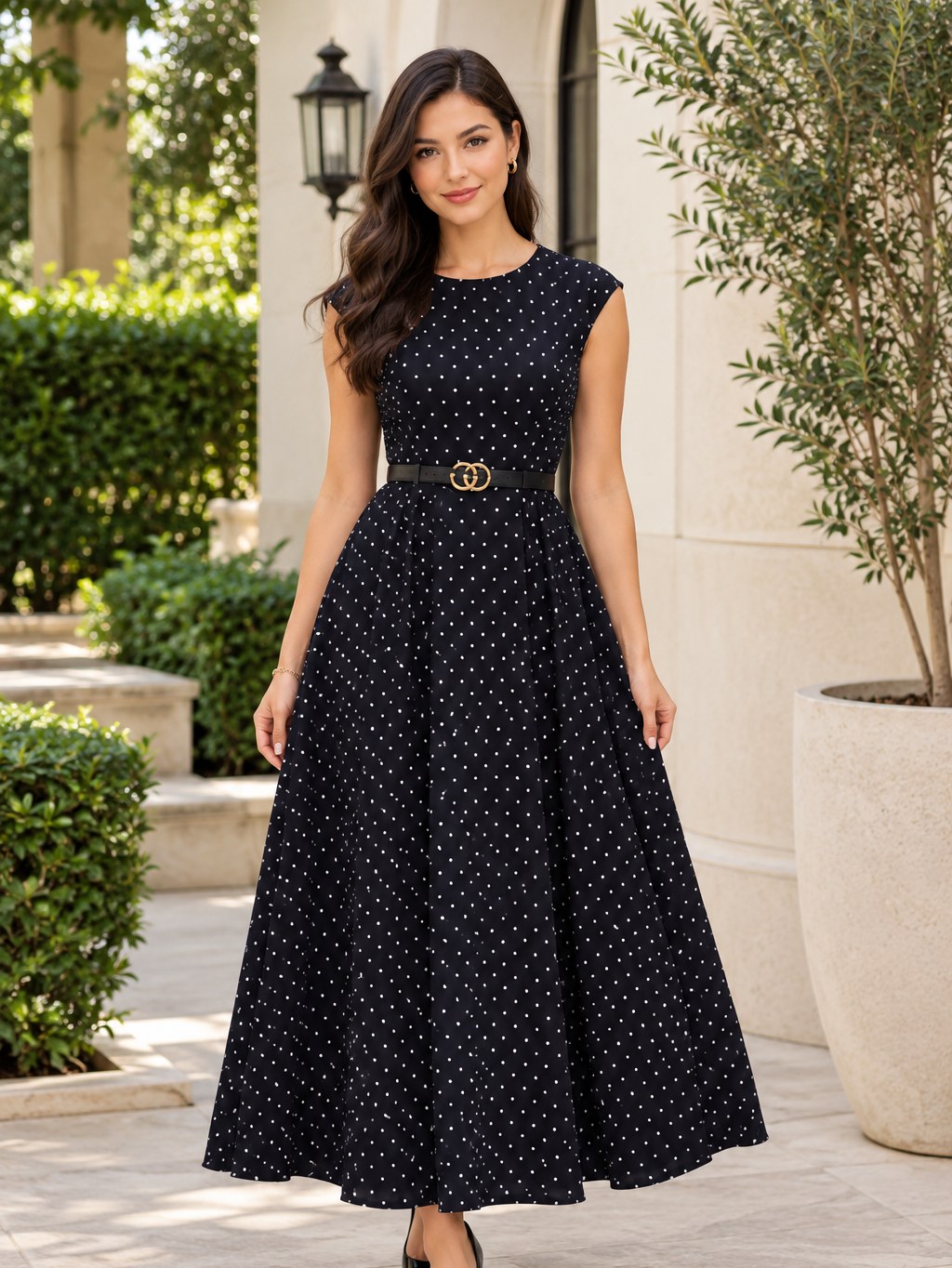 Veste Lucy Vestido Longo Poá Rodado MY642