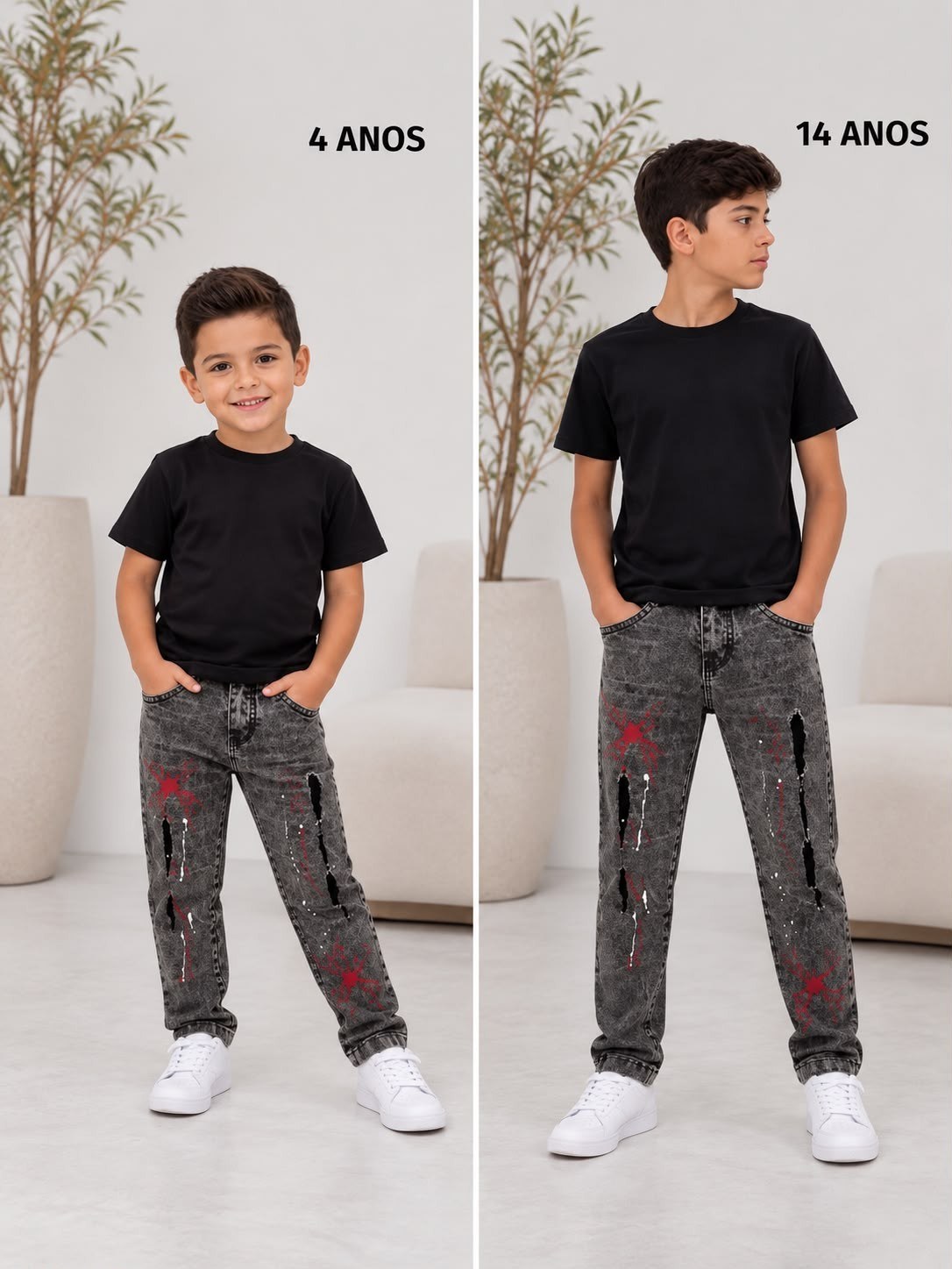 Calça Jeans Infantil Masculina Jogador Destroyed