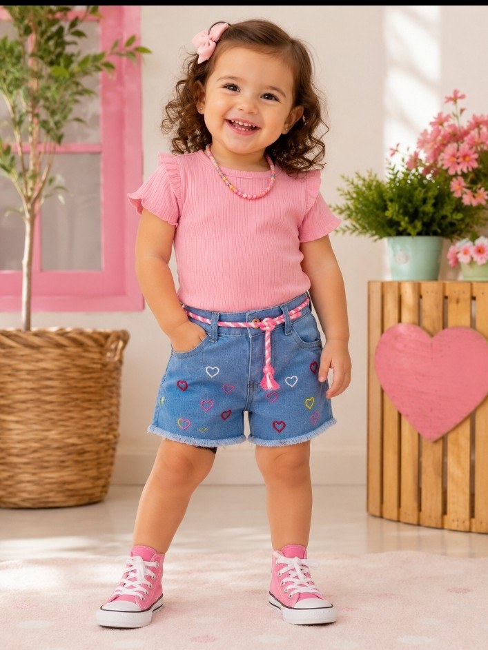 Short jeans infantil e juvenil
