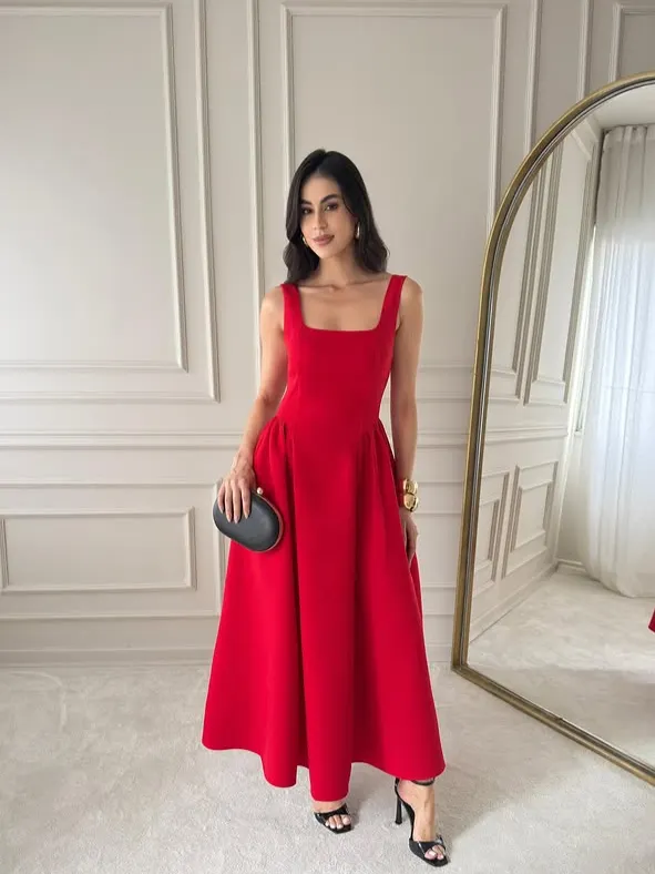 Amy Modas Vestido Midi Estilo Boneca MZ569