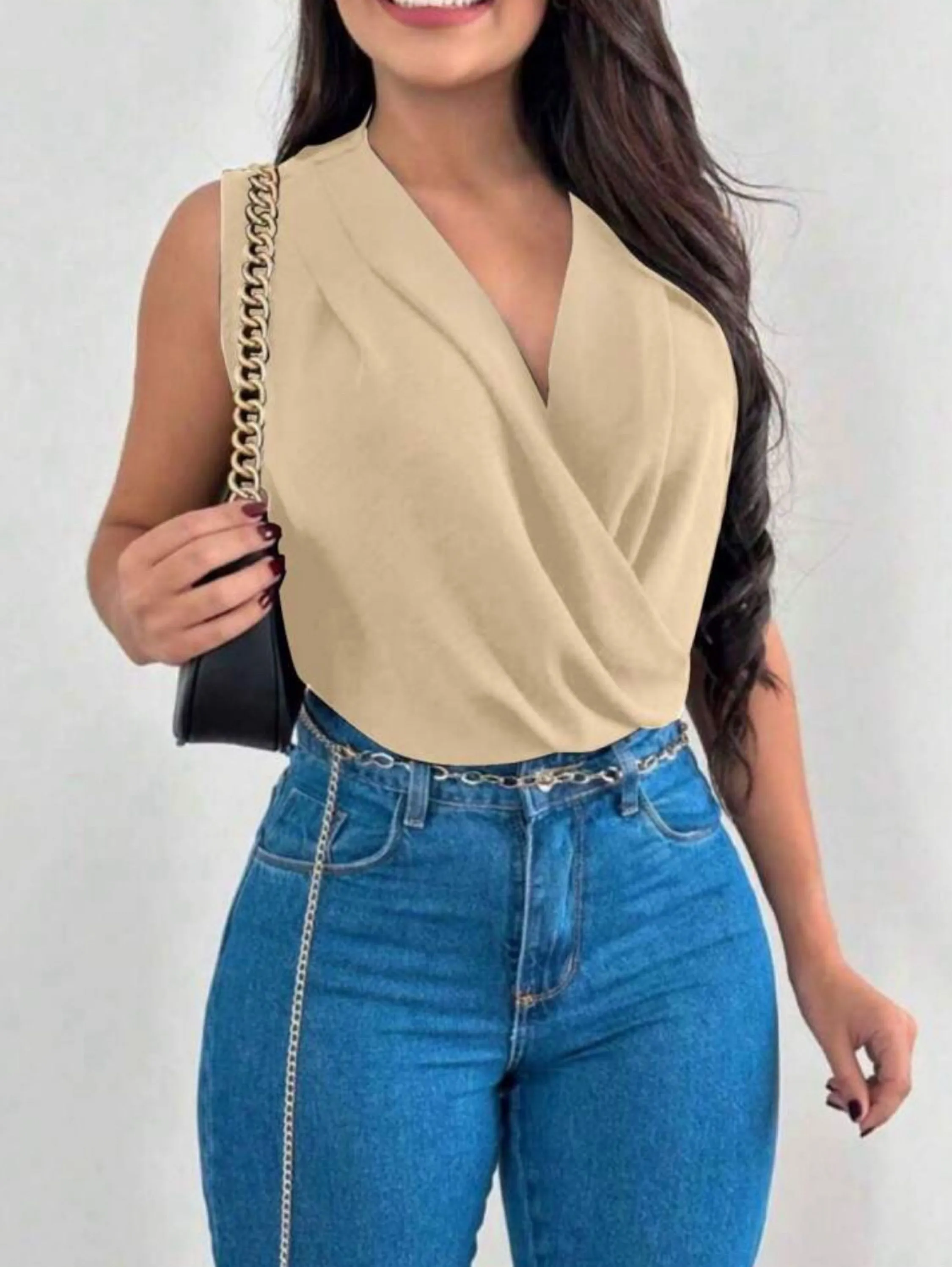 Blusa Transpassada Manga Curta Duna