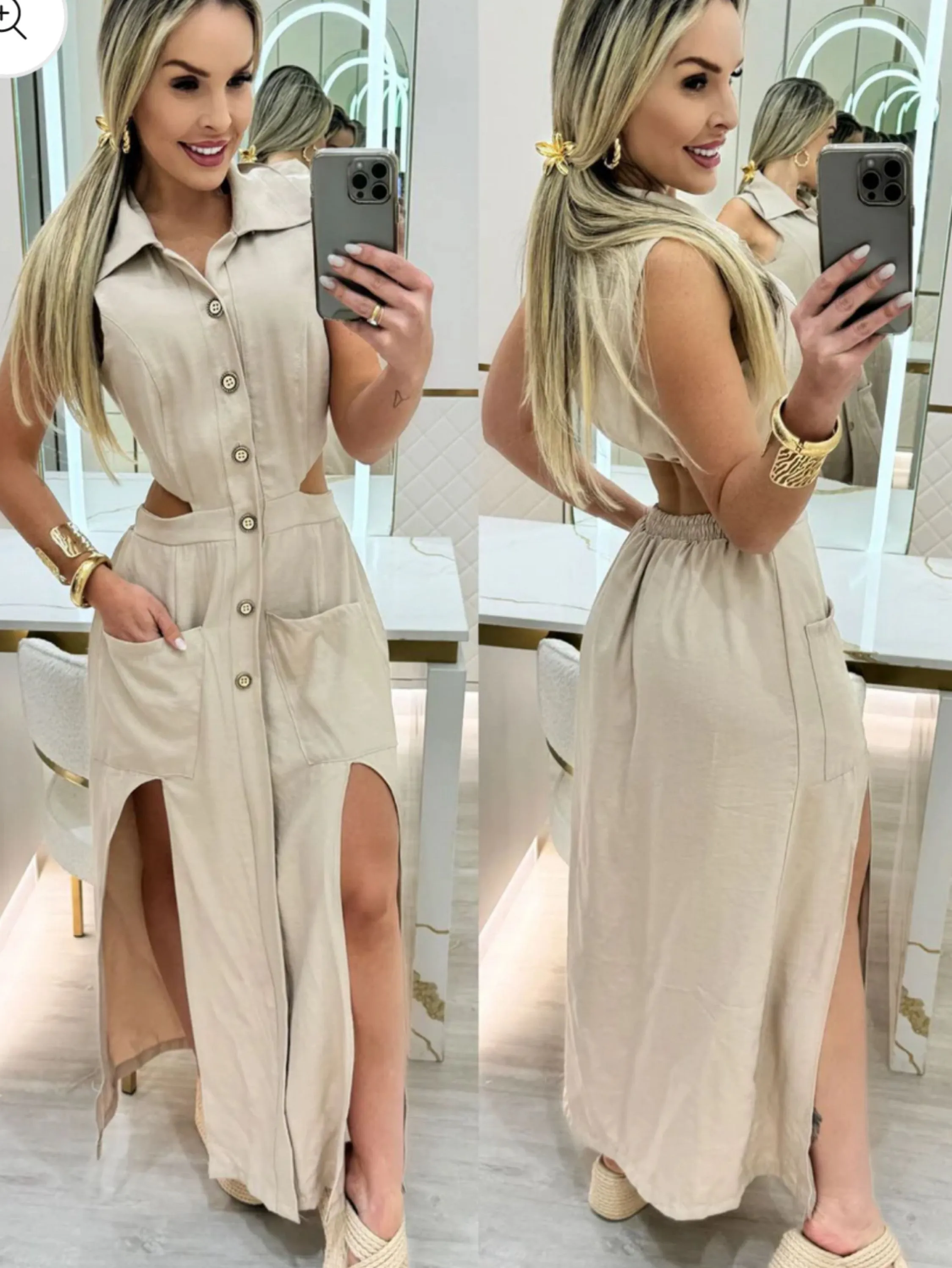 Vestido Longo de Botões Sensorial