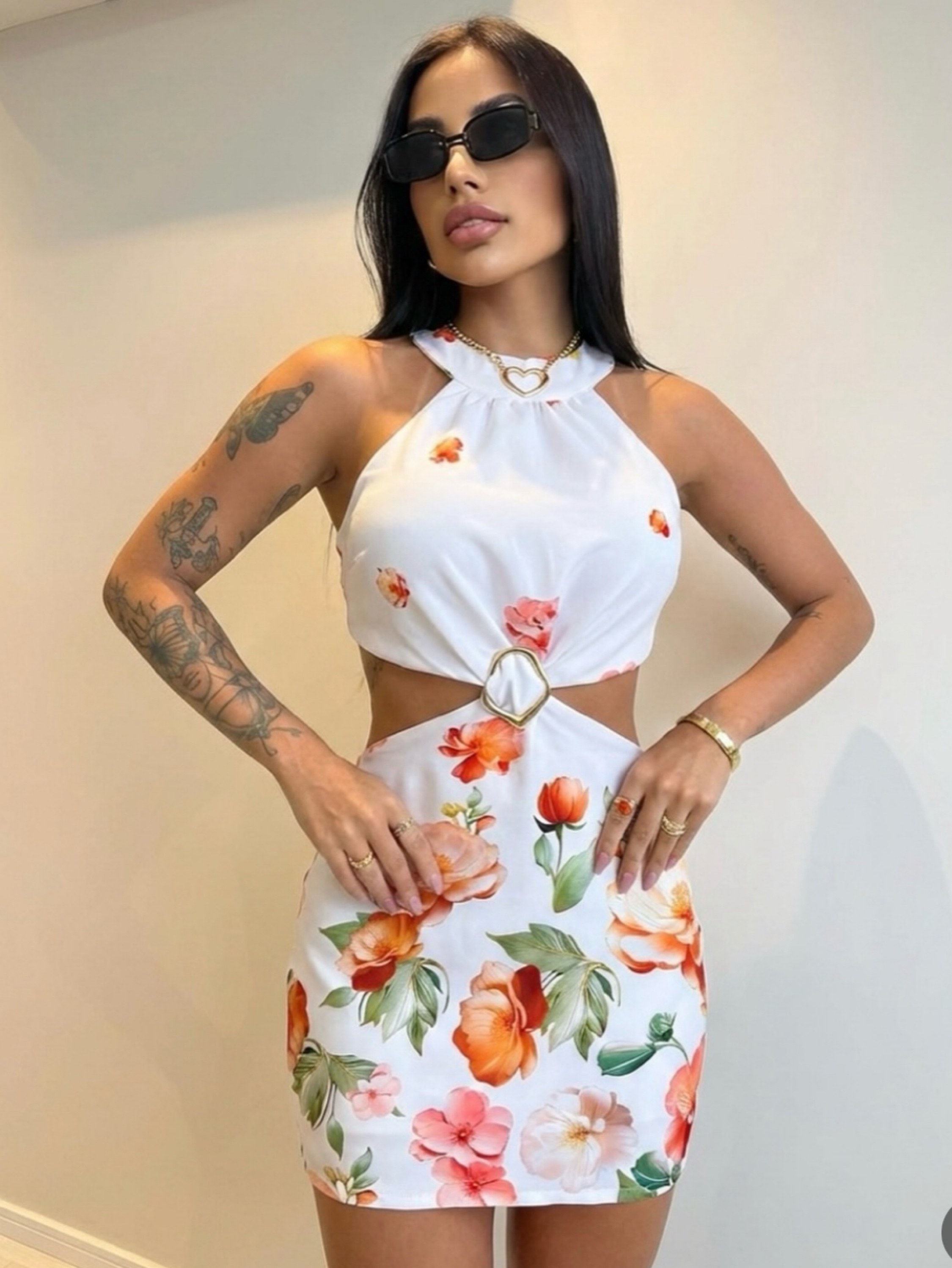 Macaquinho com bojo floral