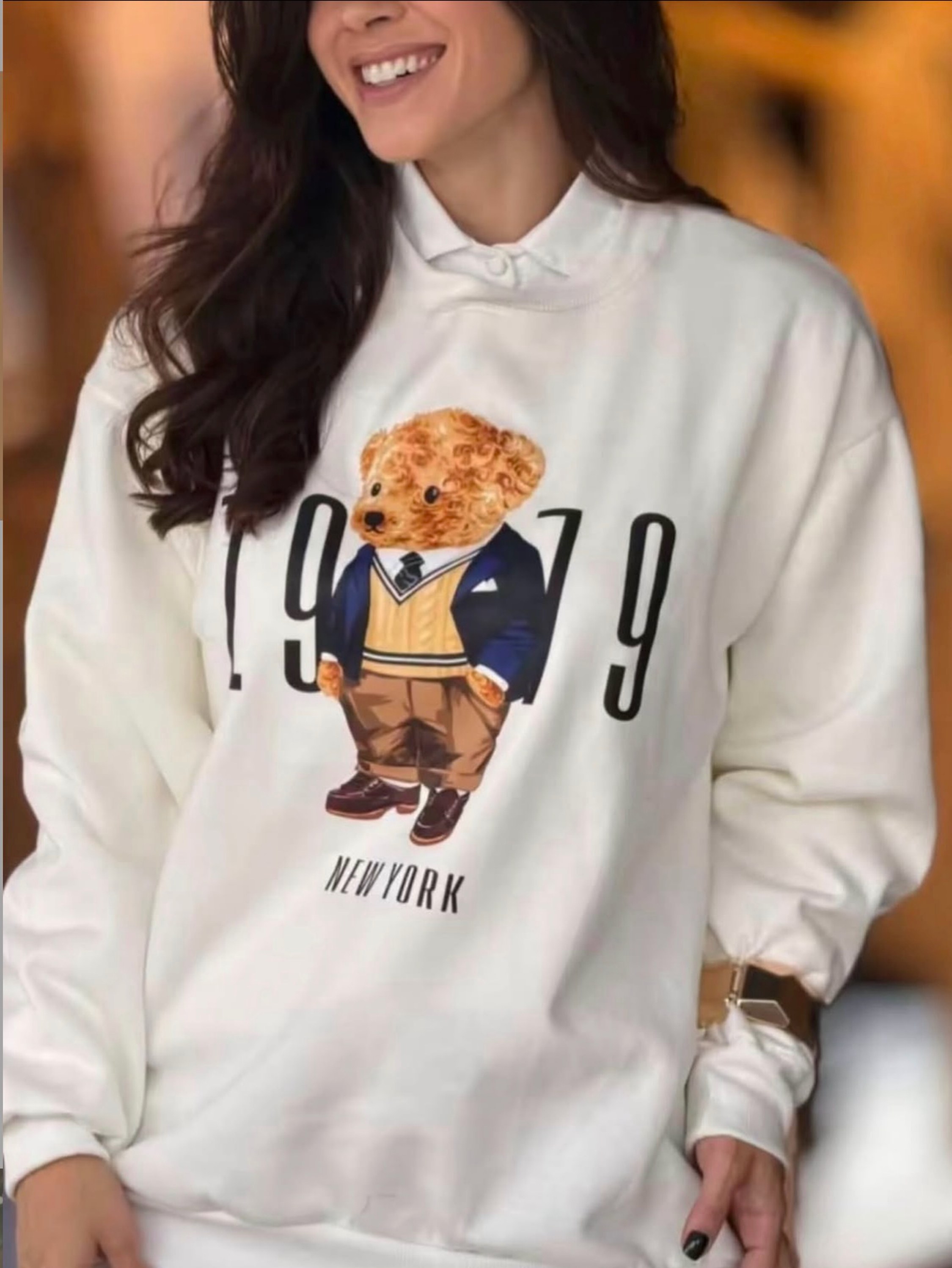 Blusa Inverno Moletom Urso tendência