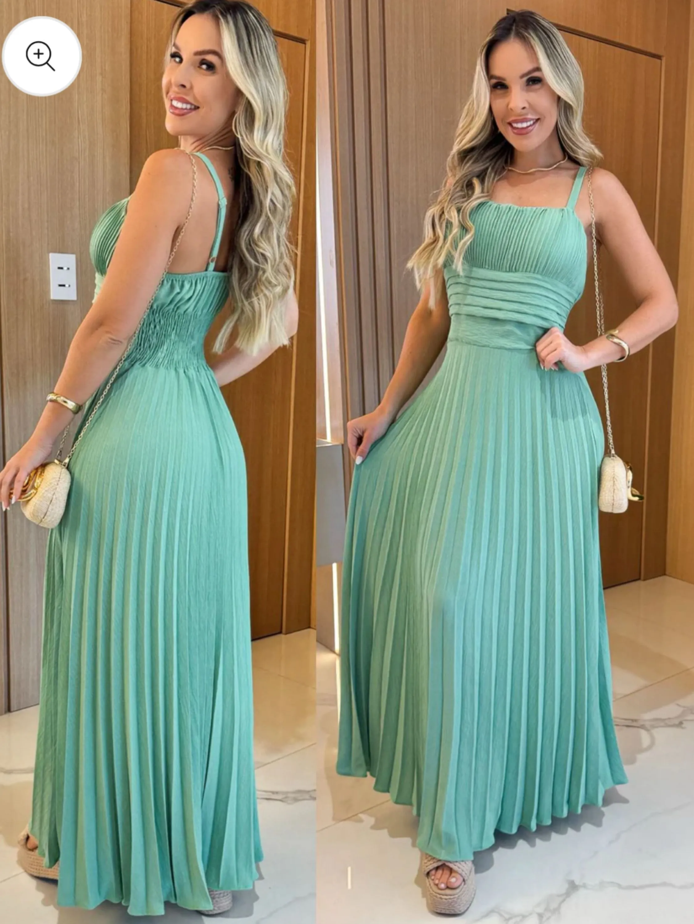 Vestido Longo Plissado com Bojo Tendência Verão