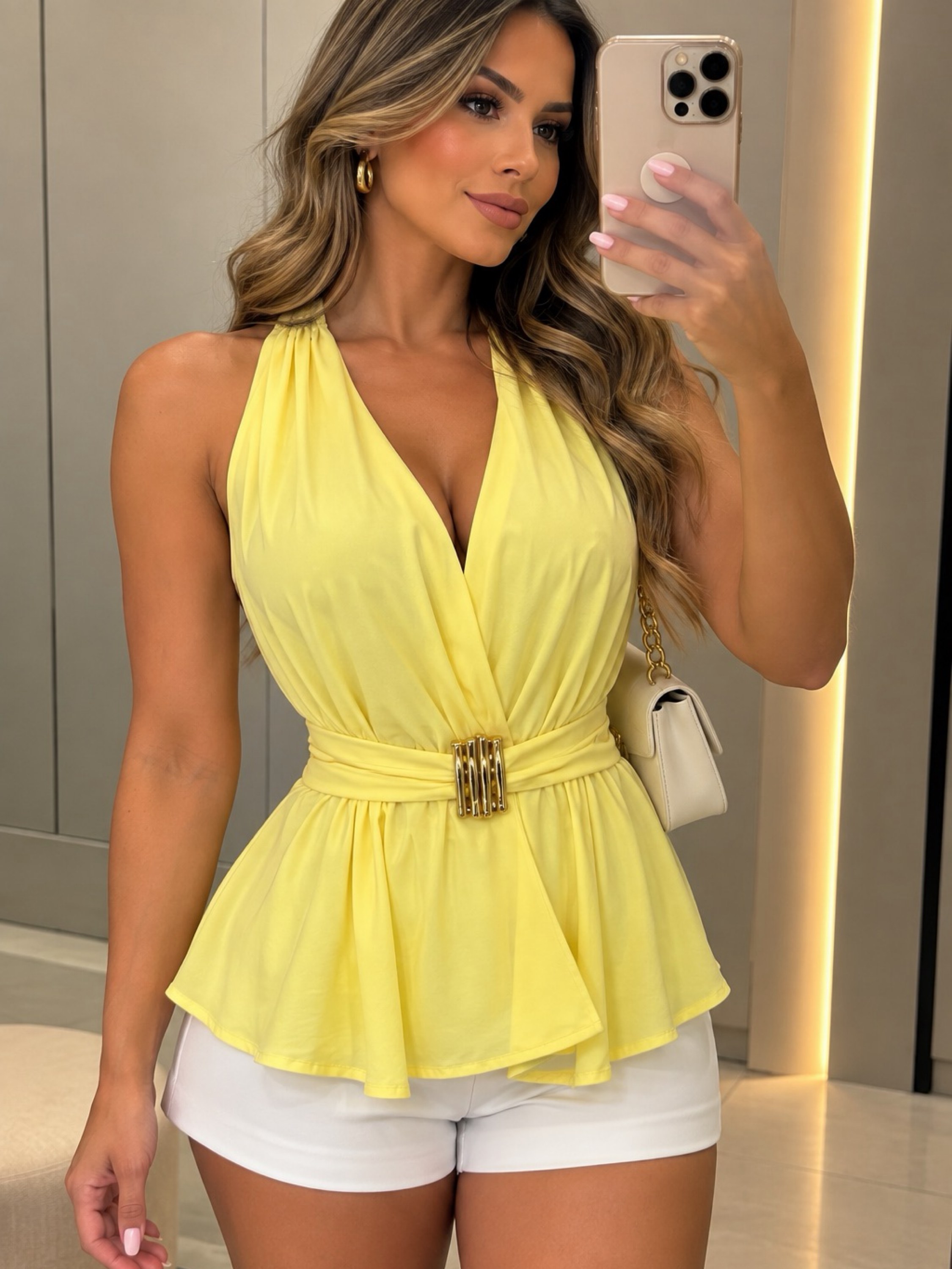 Blusa bata com pingente