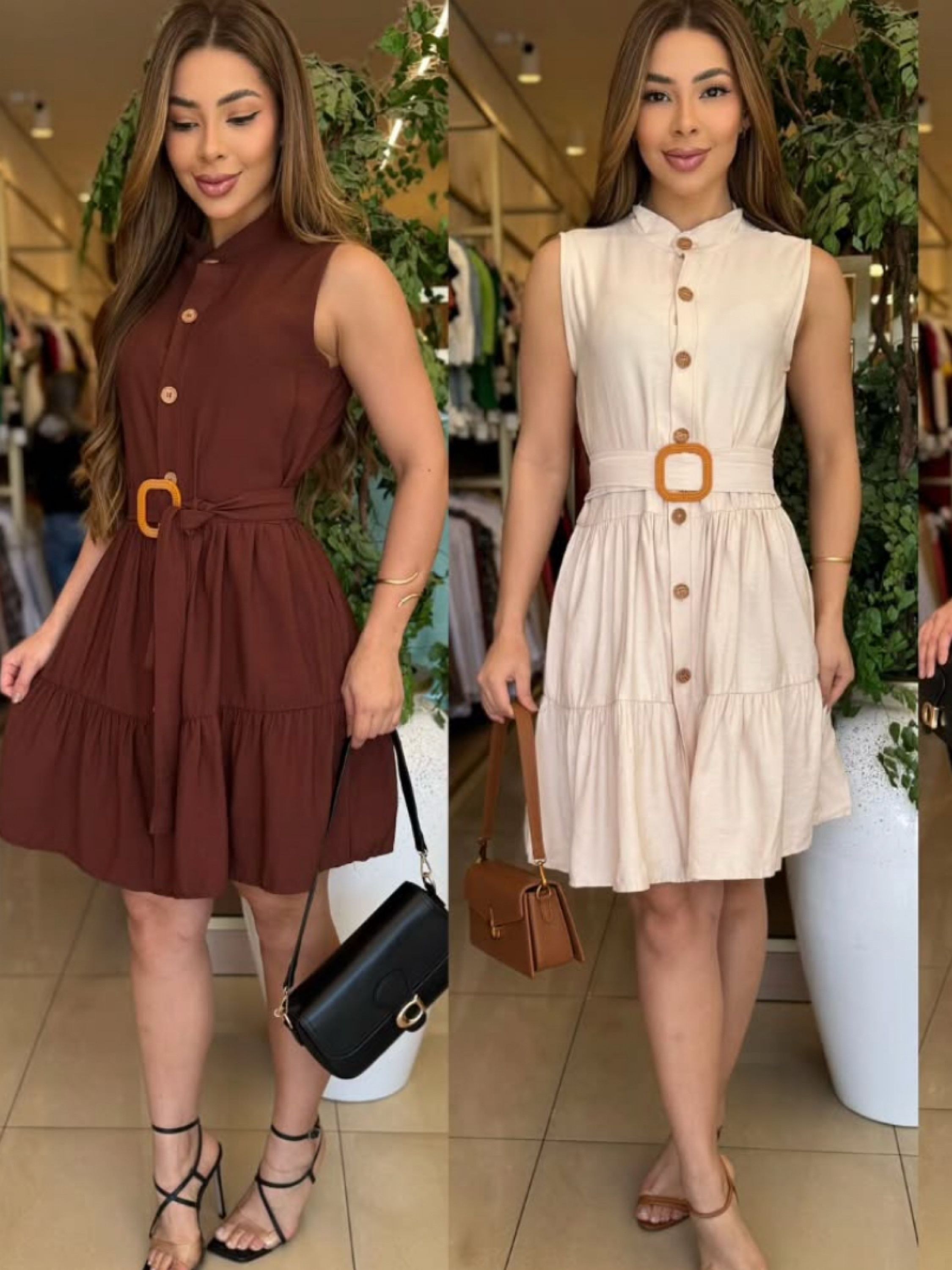 Vestido de botões tecido Sensorial Marrant