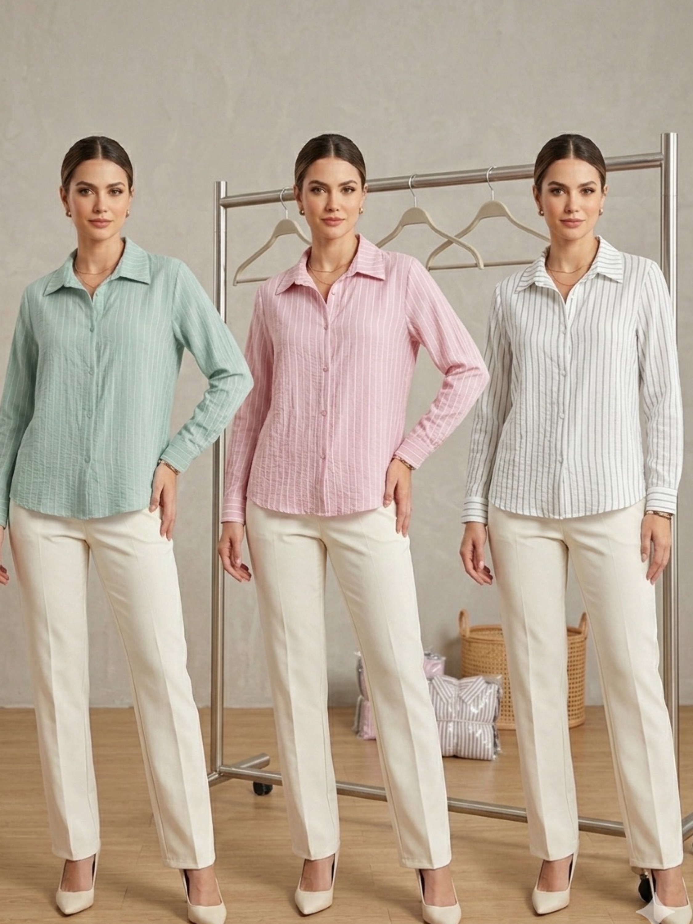 Camisa duna listrada de botões
