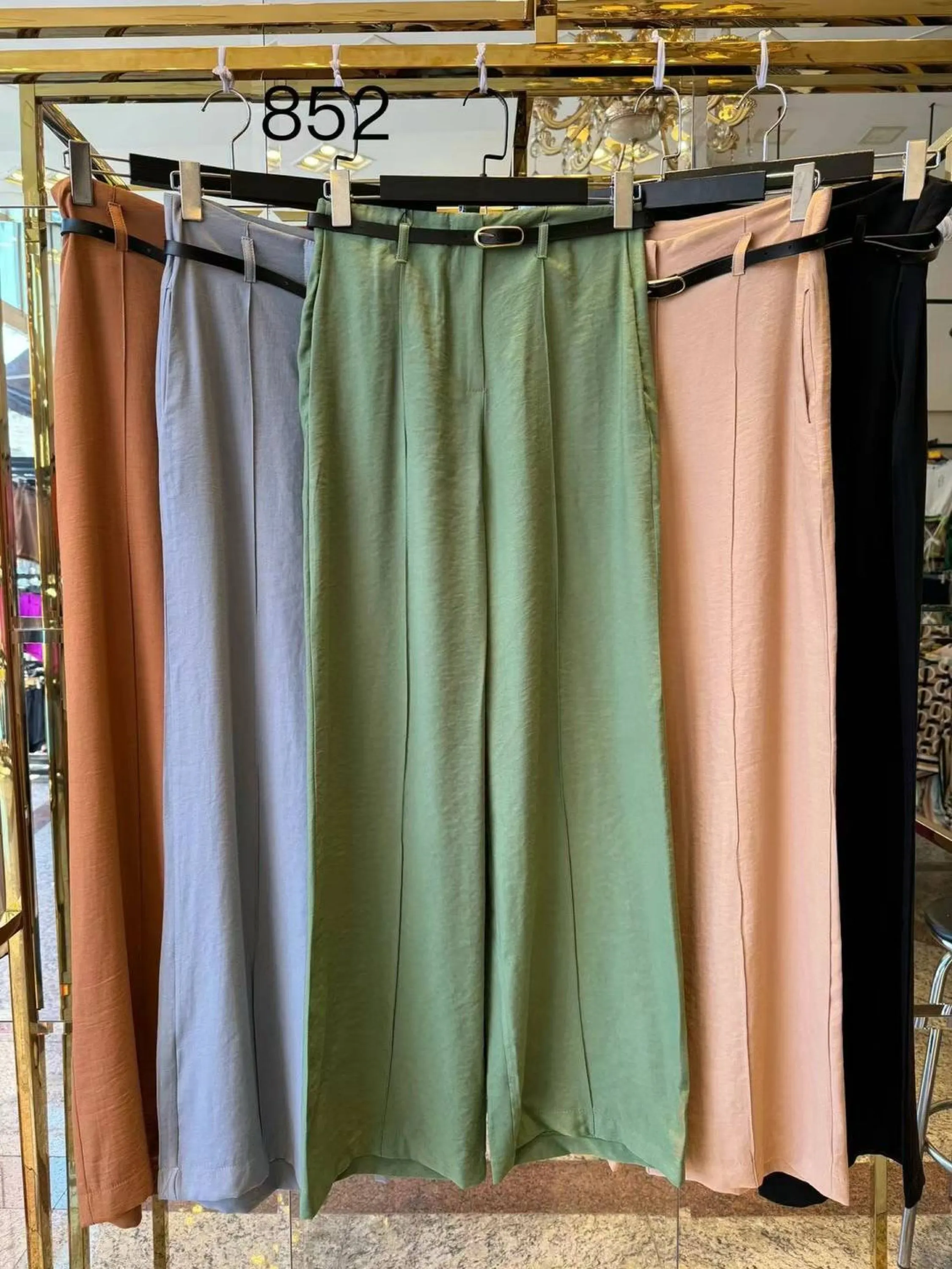 Calça pantalona tecido marrant look verão lançamento moda feminina