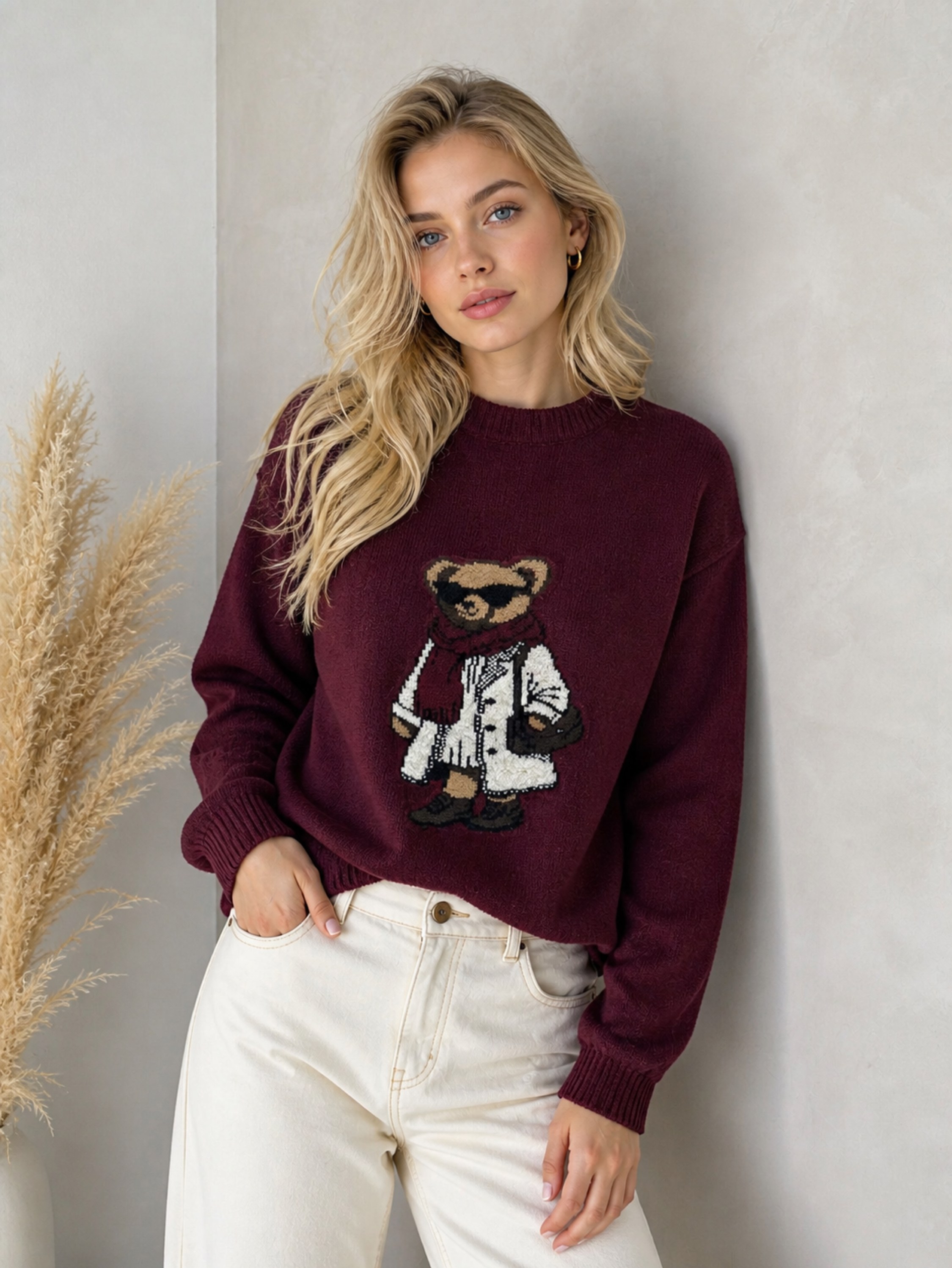 Suéter Feminino Tricô Mousse Ursinho 🐻