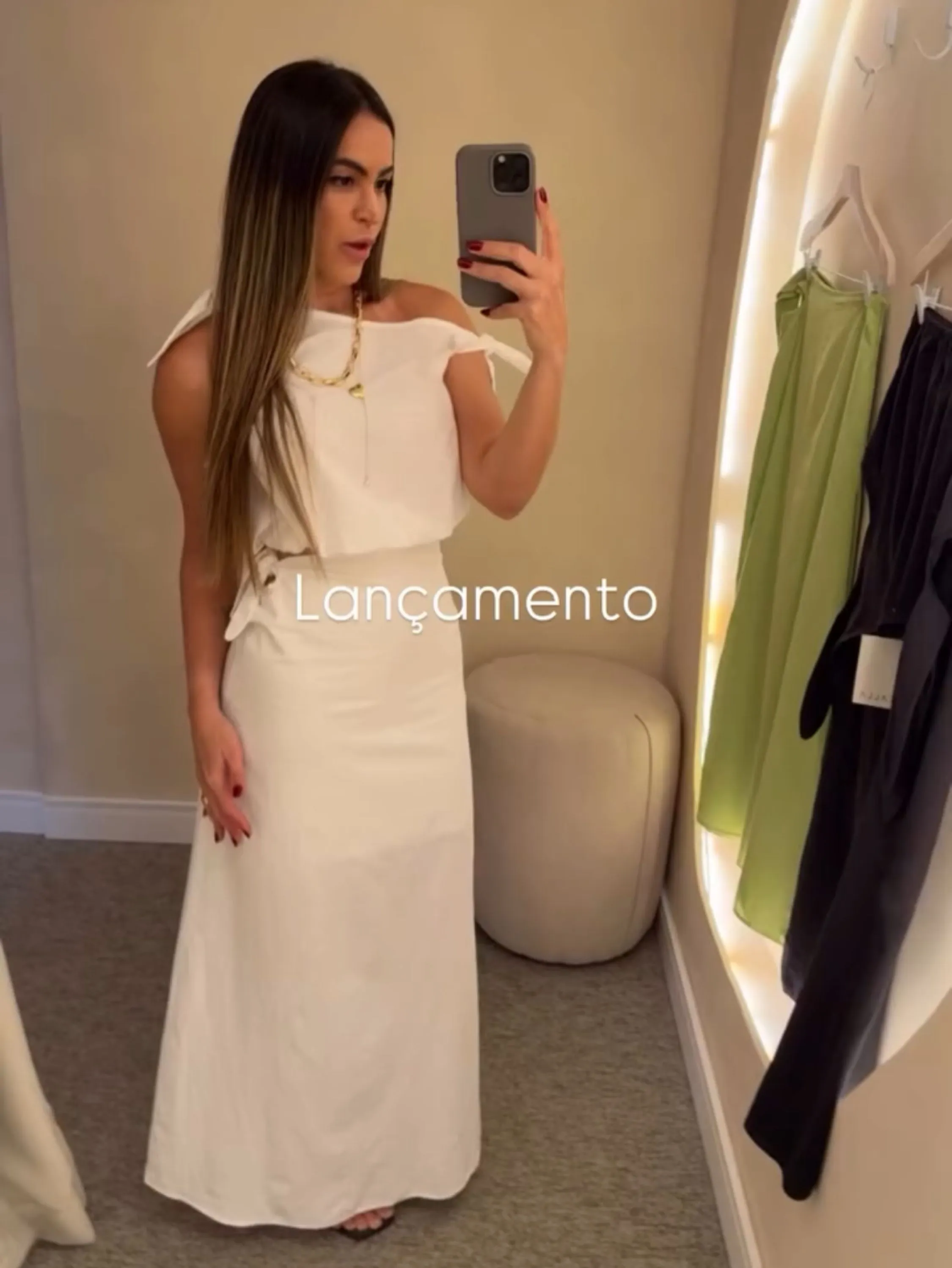 Conjunto forrado Amarração Top Cropped Saia Fenda Lateral