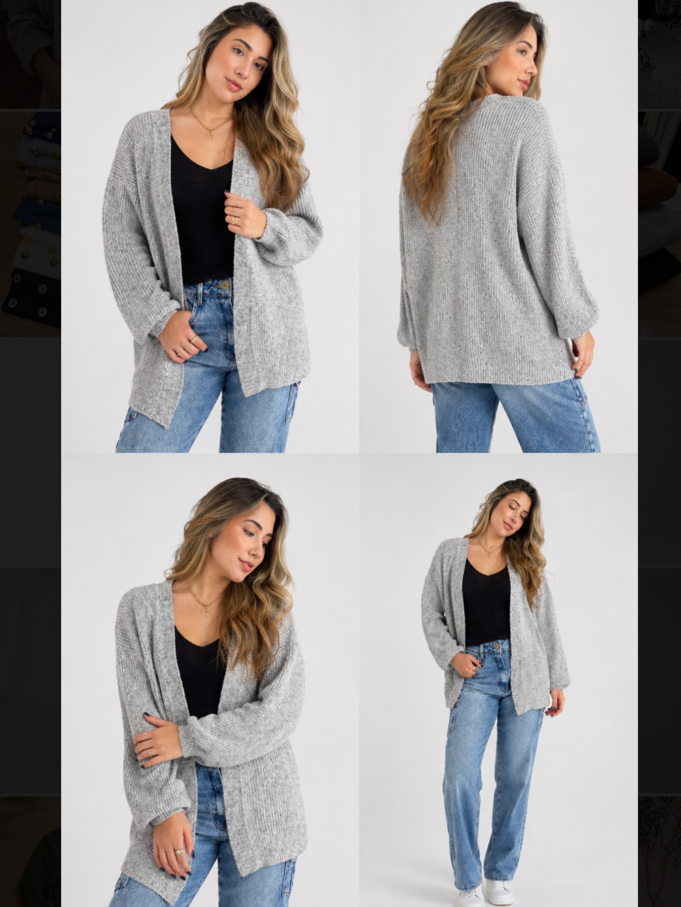 Cardigan Feminino de Tricô mousse look inverno