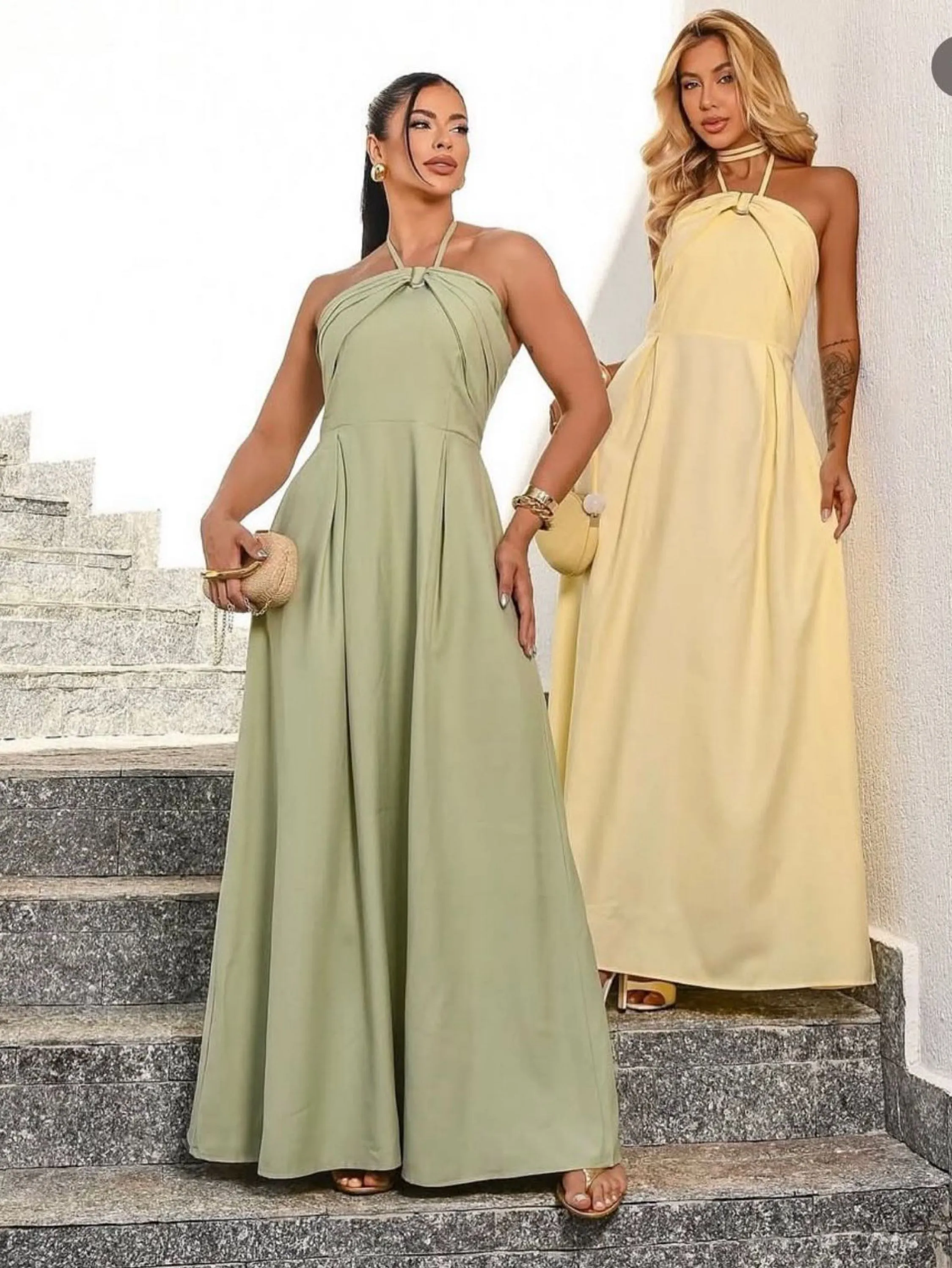 Vestido Longo Elegante Halter | Design Minimalista |