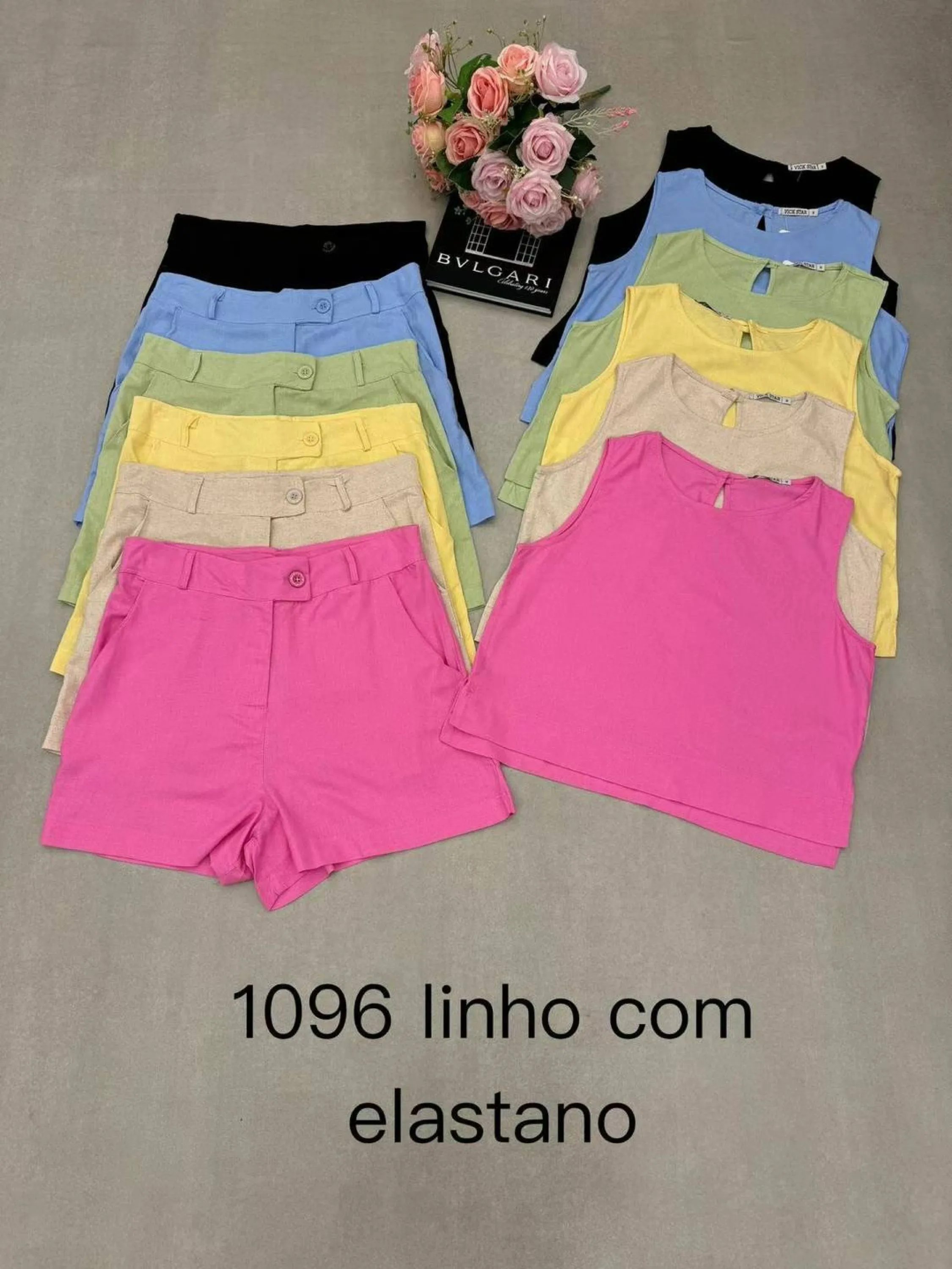 Conjunto tecido linho com elastano look verão