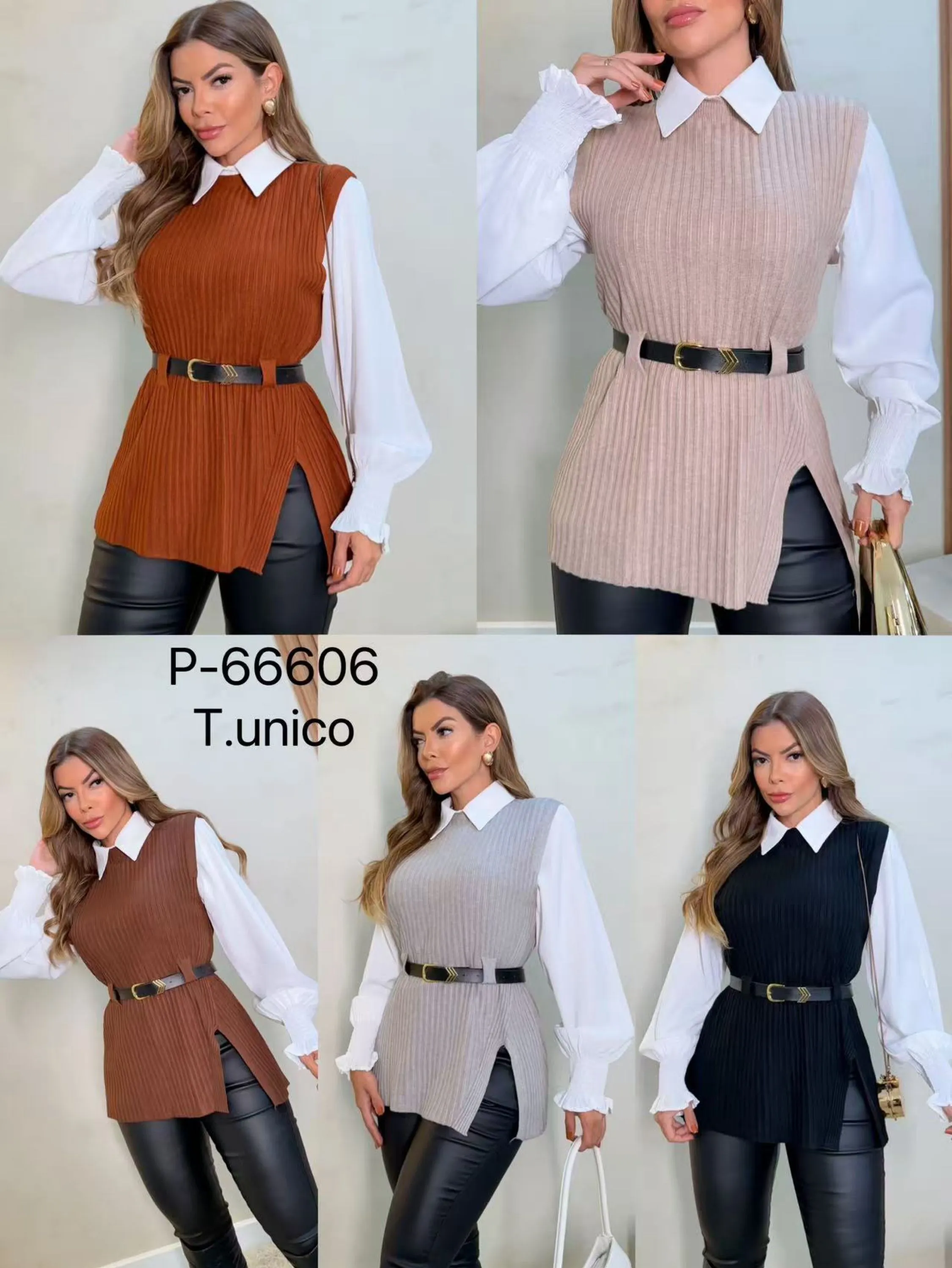 Colete modal➕camisa ➕cinto importado look inverno