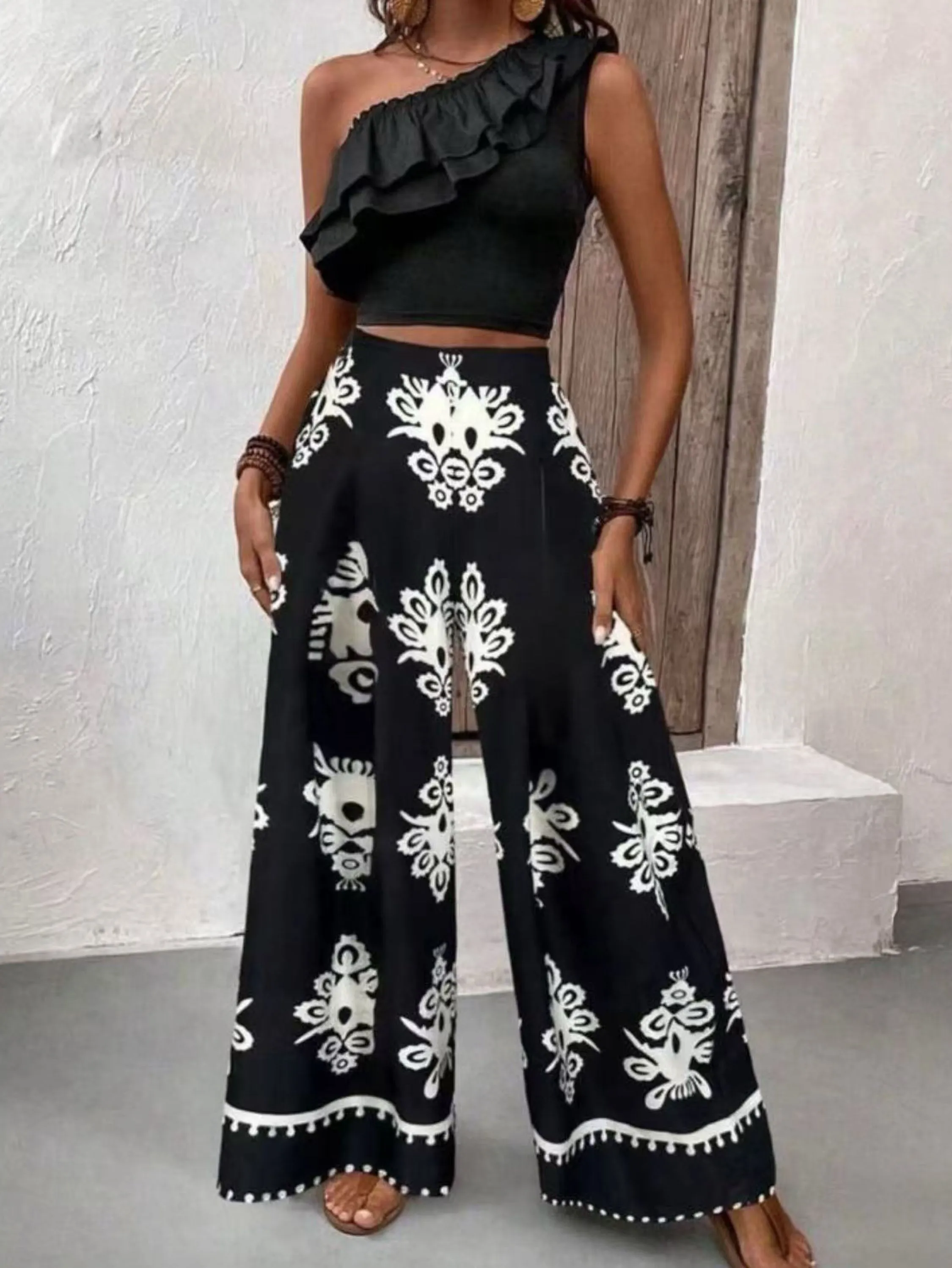 Pantalona estampada importada chic look verão