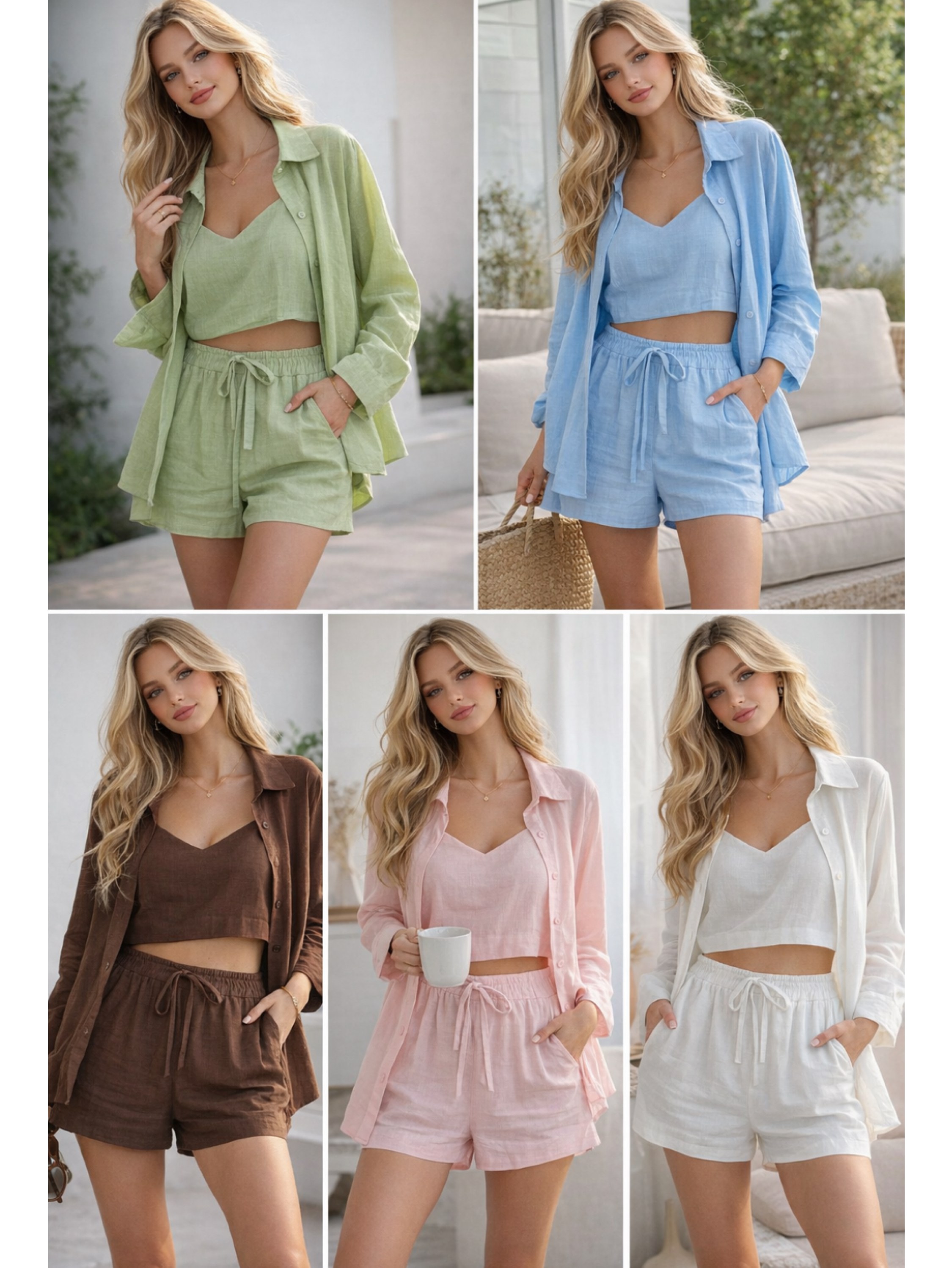 Conjunto Leve 3 Peças | Camisa + Cropped + Short forrado