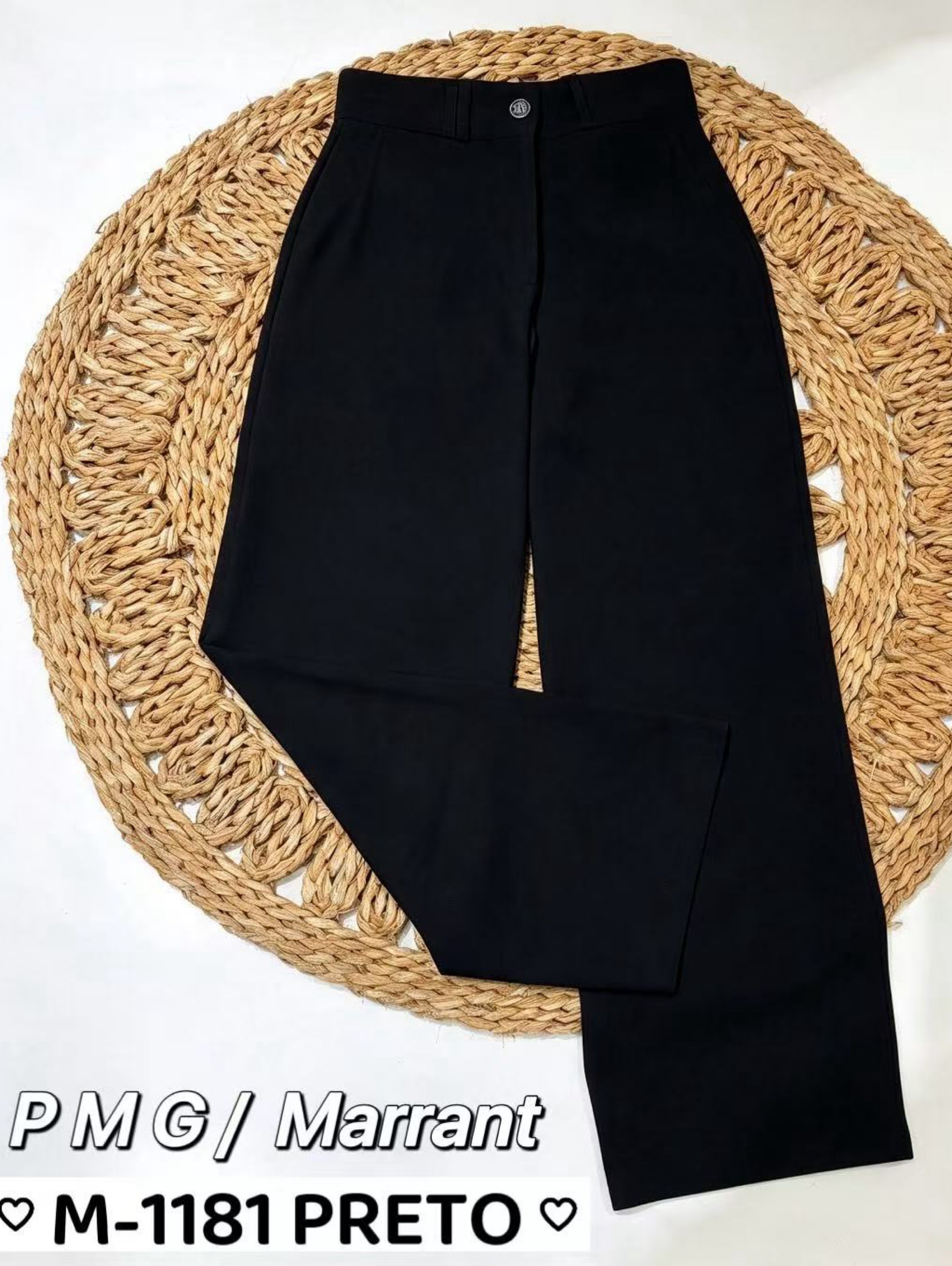 Calça pantalona tecido marrant
