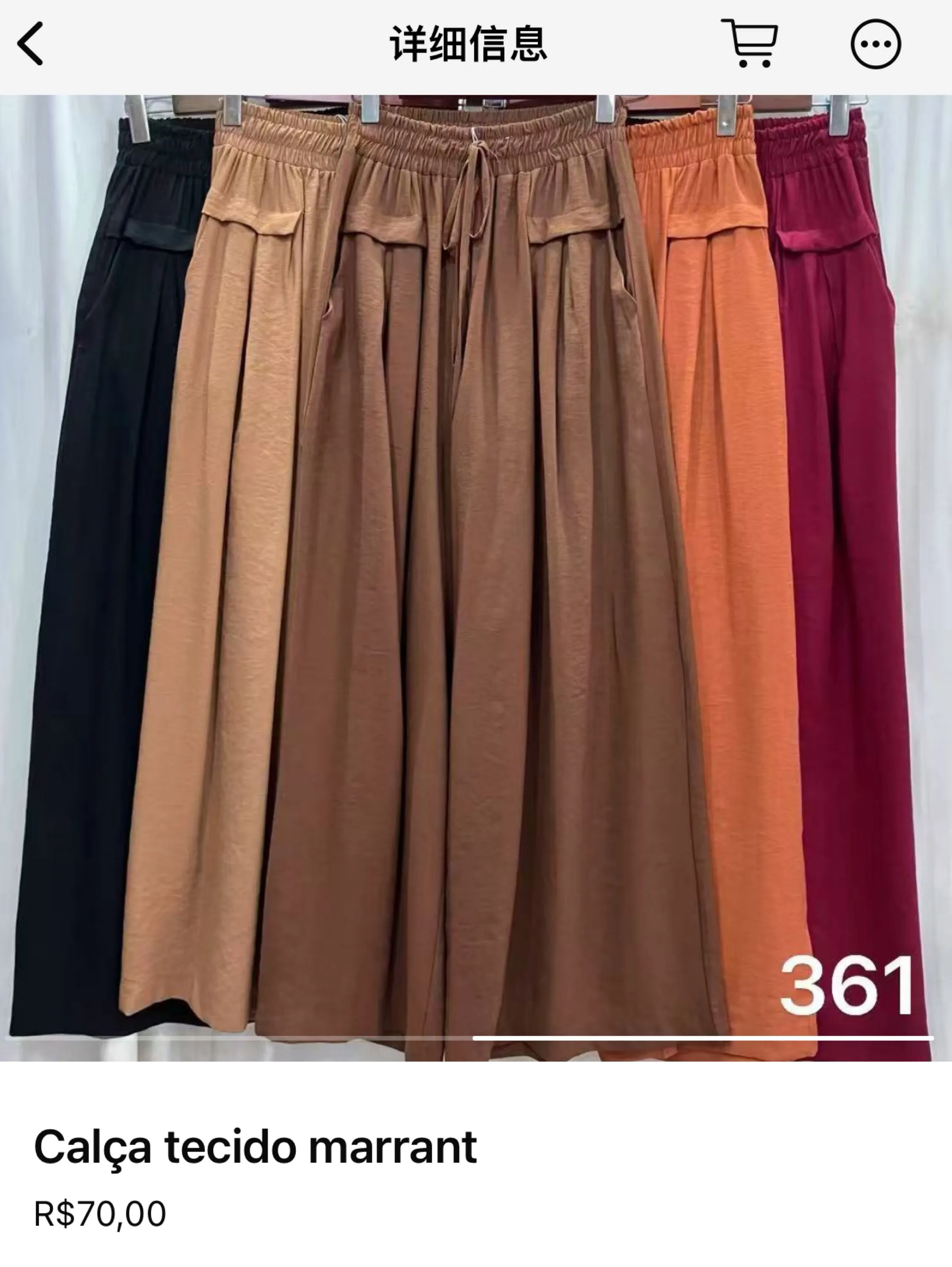 Pantalona liso elástico cintura look verão