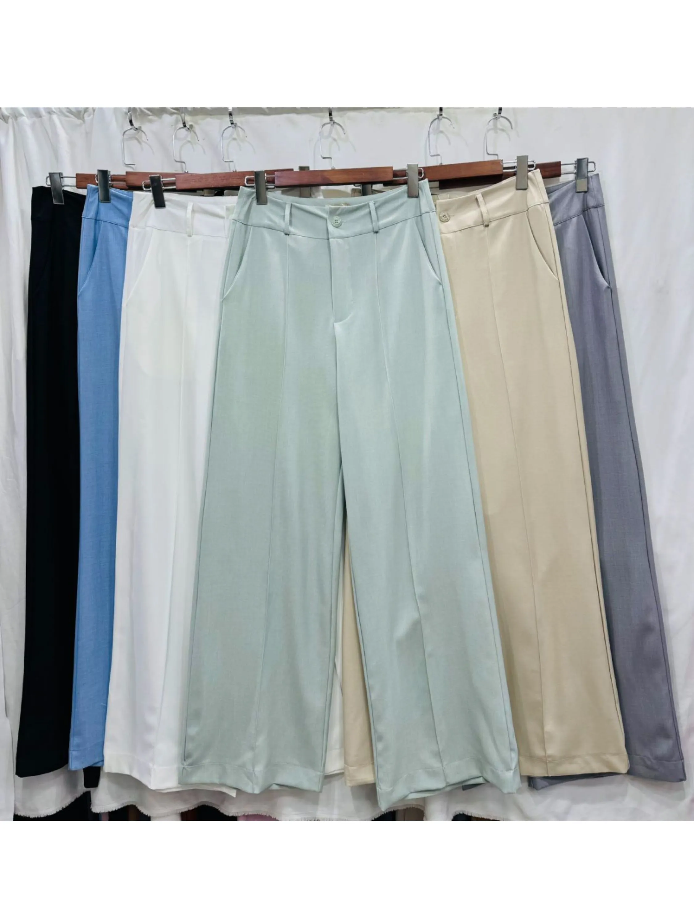 Calça Pantalona tecido linho sintético look verão lançamento