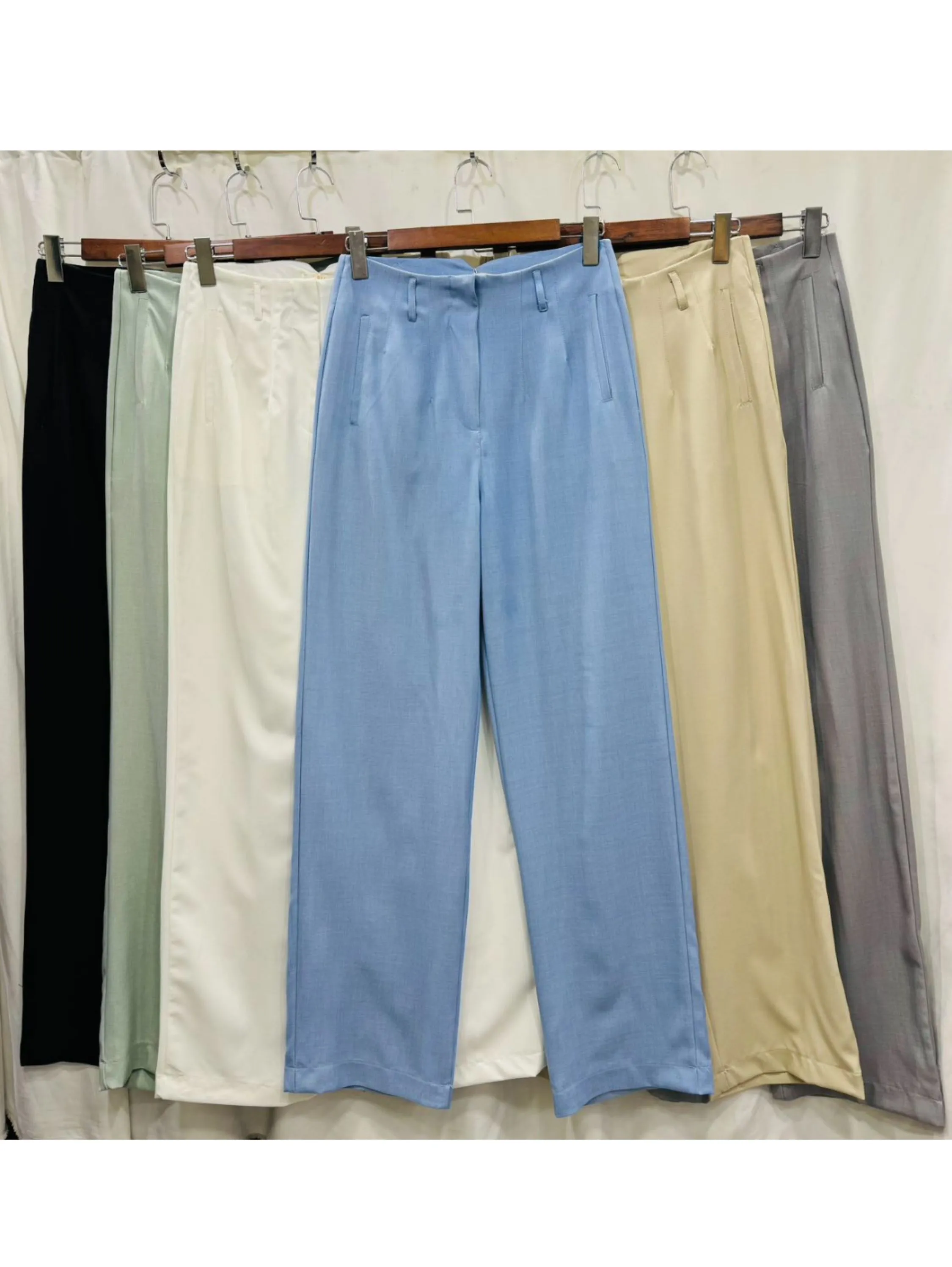 Calça tecido linho sintético look verão lançamento