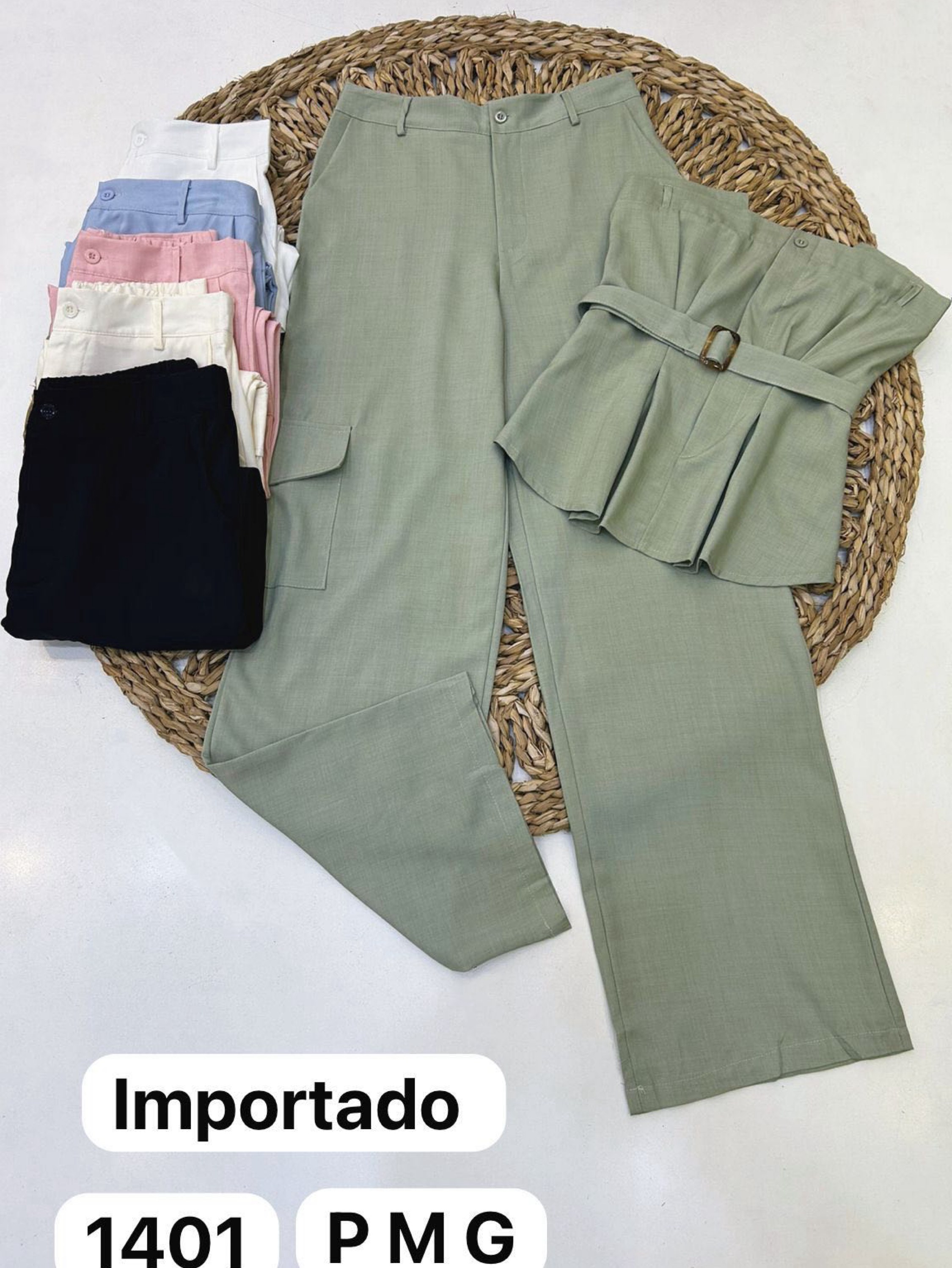 Conjunto Top Tomara Que Caia com Cinto + Calça Cargo Reta