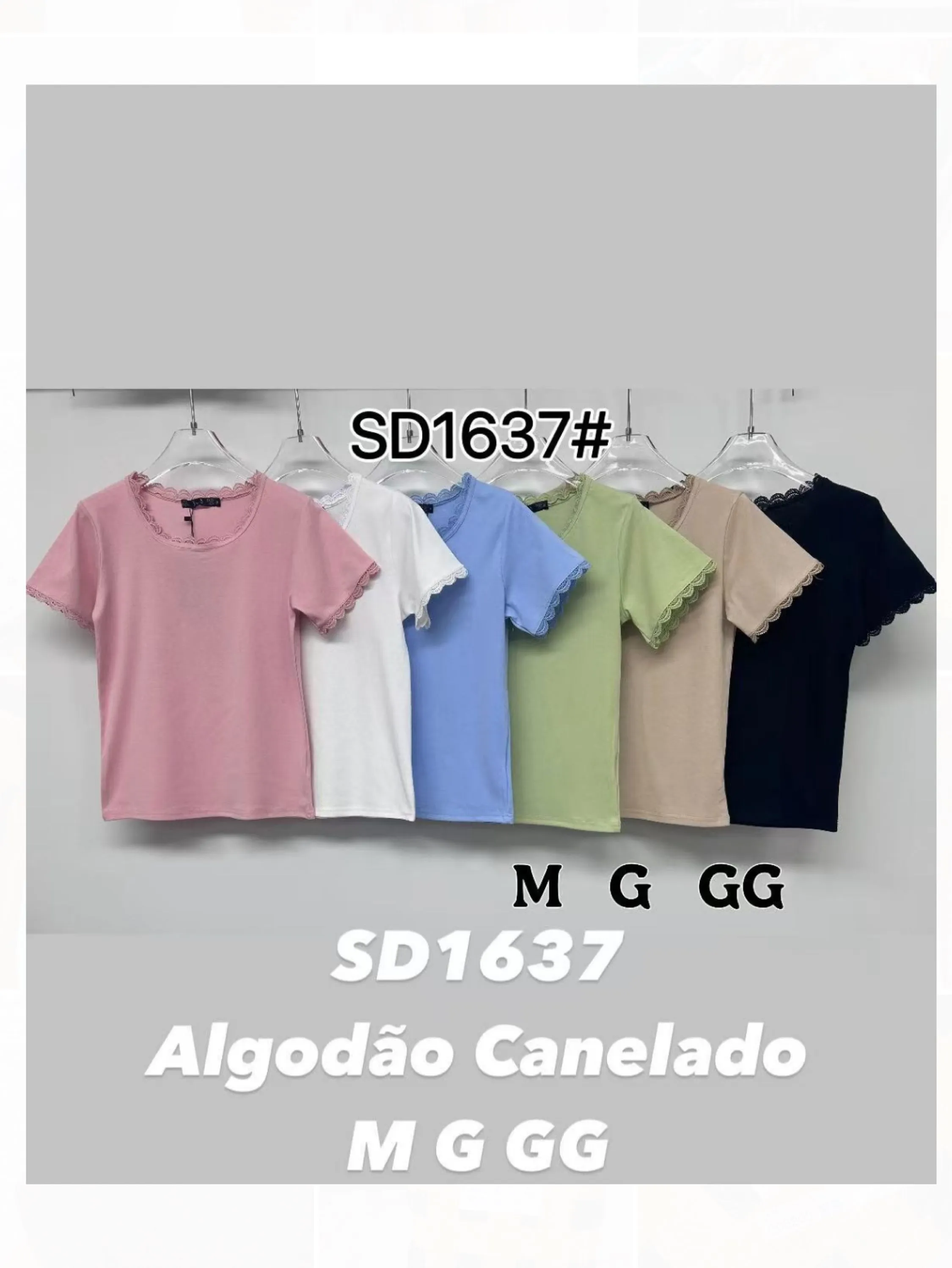 Blusa algodão canelada importado look verão #1637