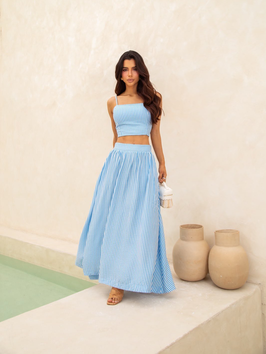 Conjunto Serena Listrada Saia C/Cropped