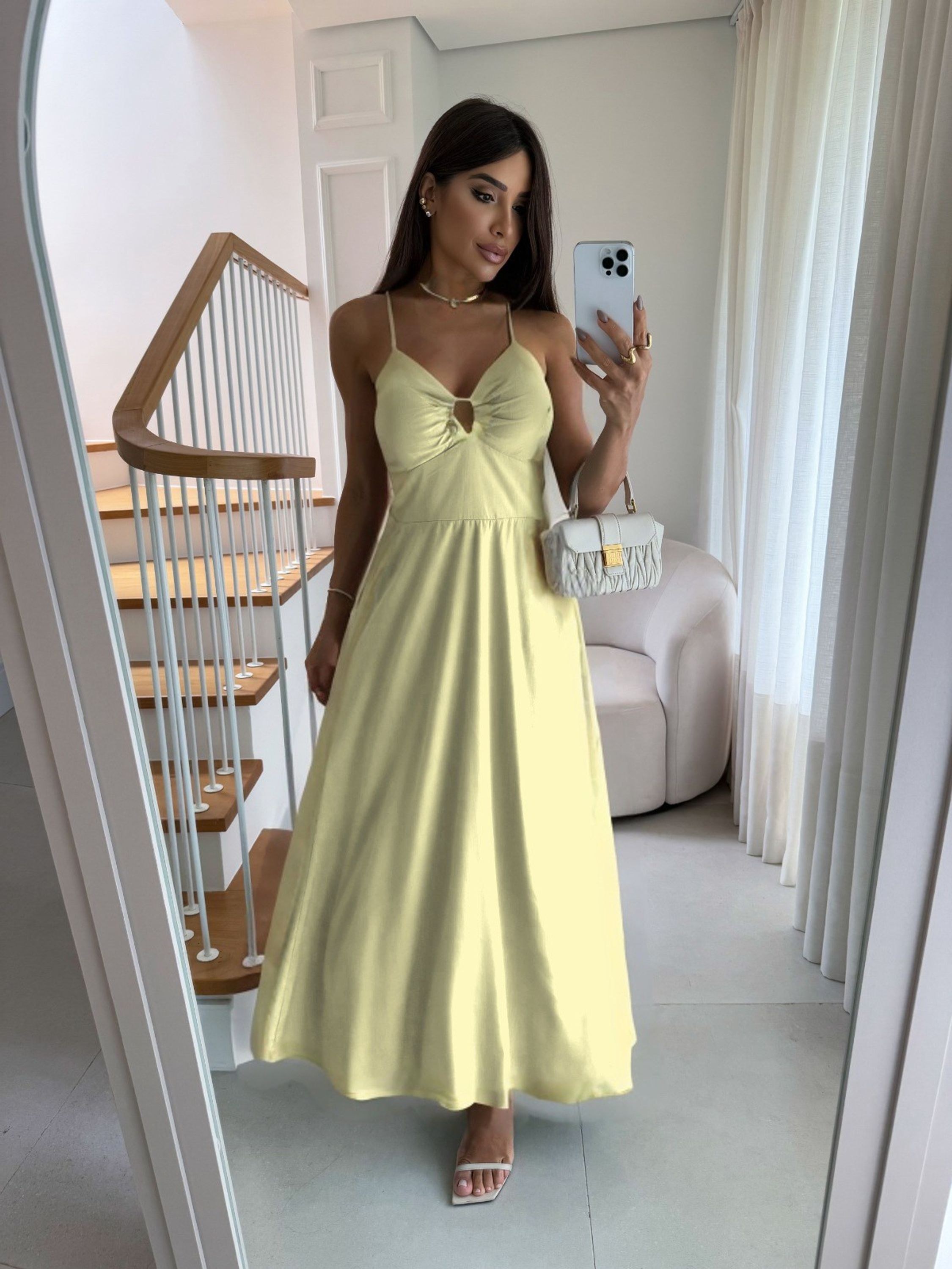 Vestido Longo Liso Decote Nó Cod: 232