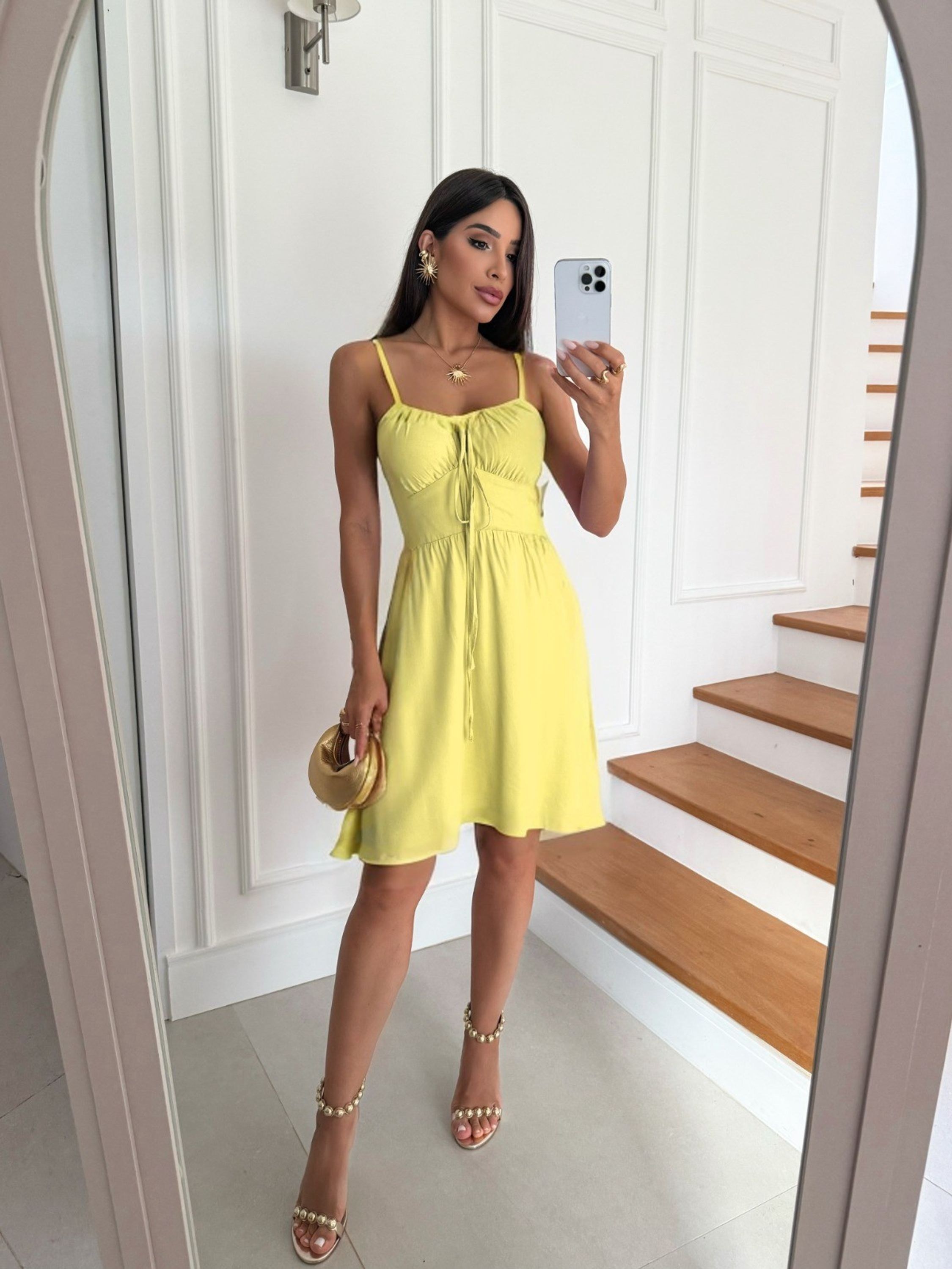 Vestido Curto Liso Múltiplas Amarrações Cod: 234