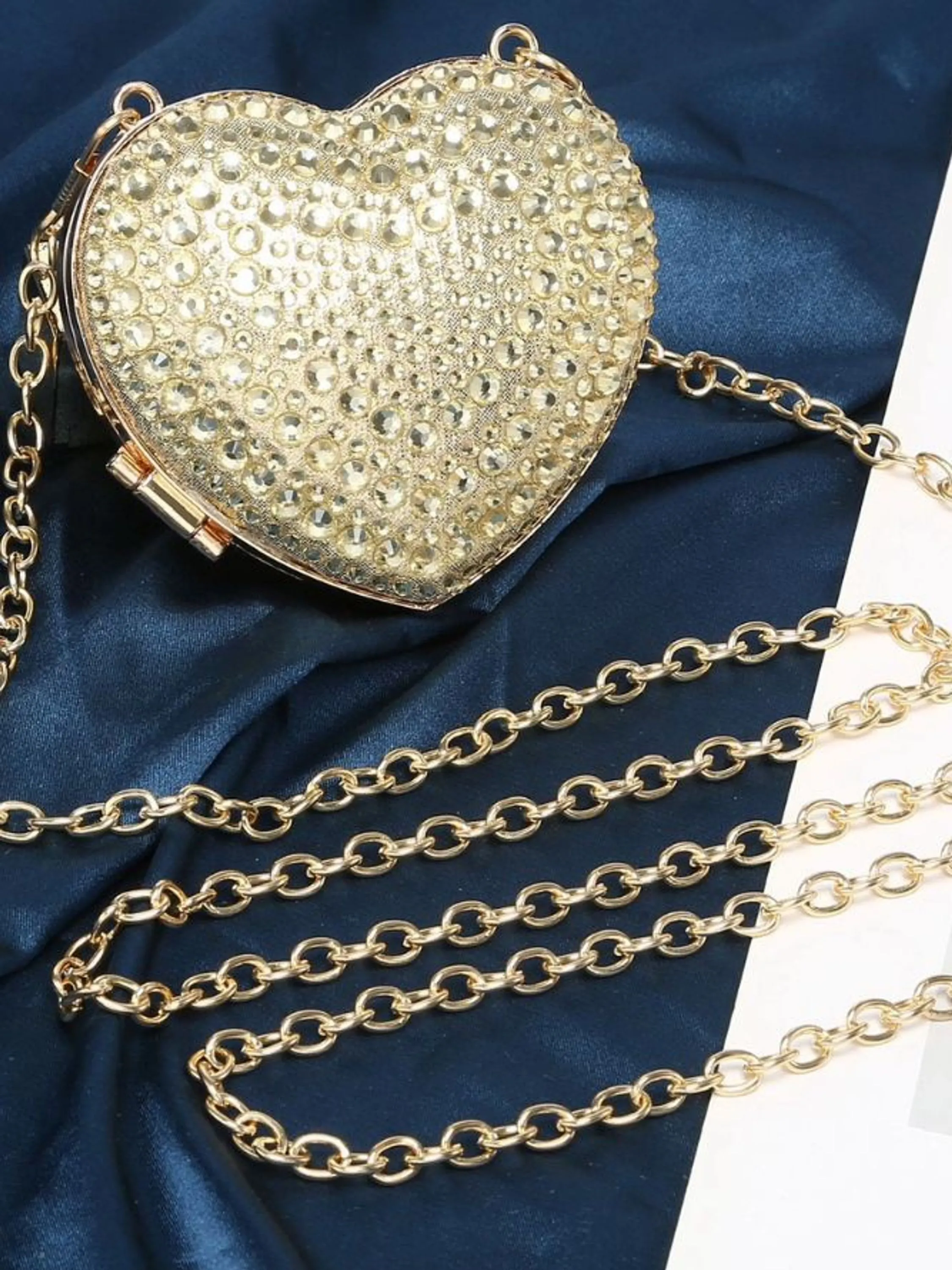 Bolsa Clutch Pedrarias Coração