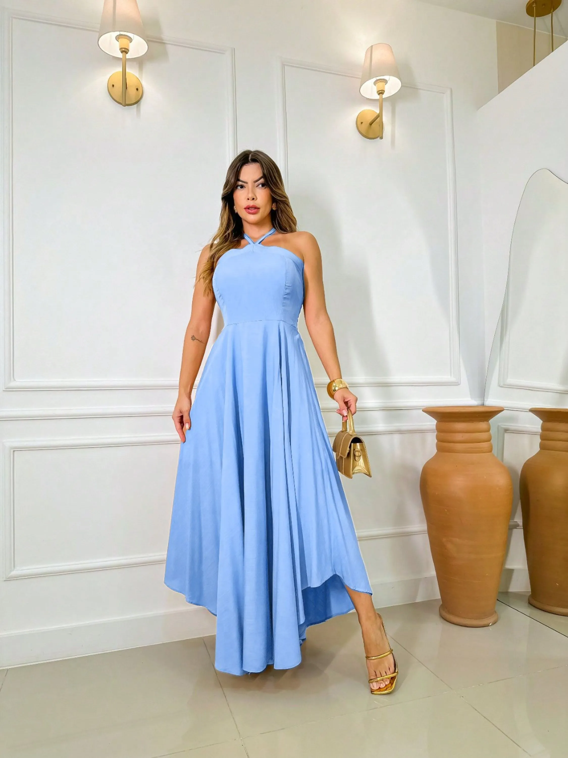 Vestido Longo Rodado C/Elastex Nas Costas - 196