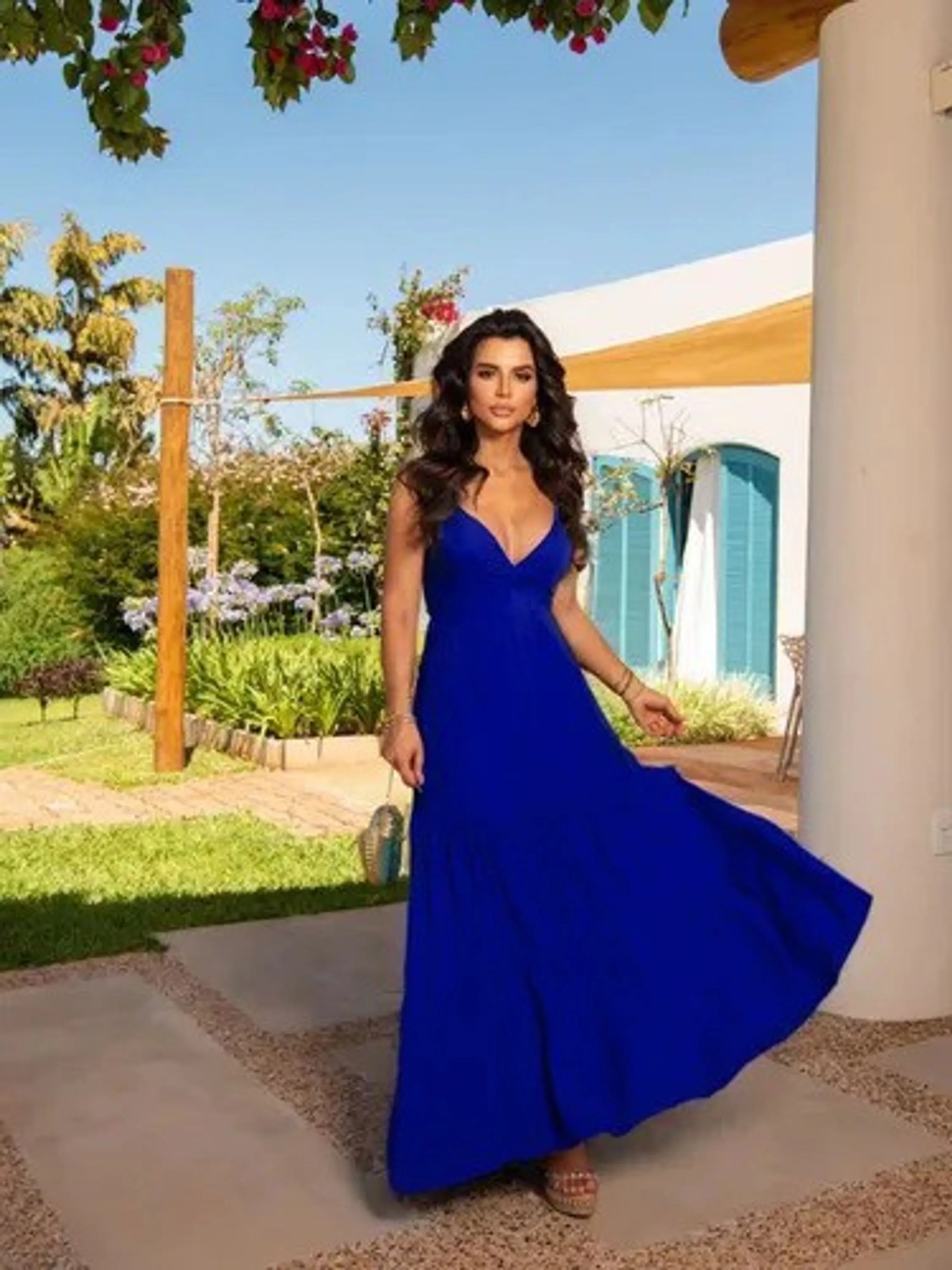 Vestido Feminino Longo Decote Cruzado Cod: 029