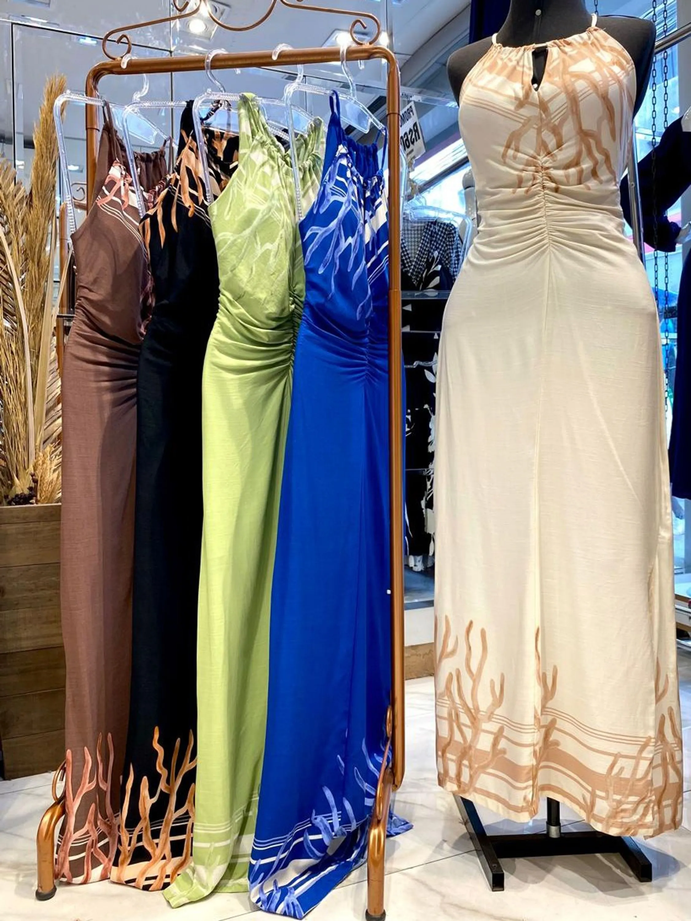 Vestido Plissado Alça de Amarrar Estampa Coral Cod: 245