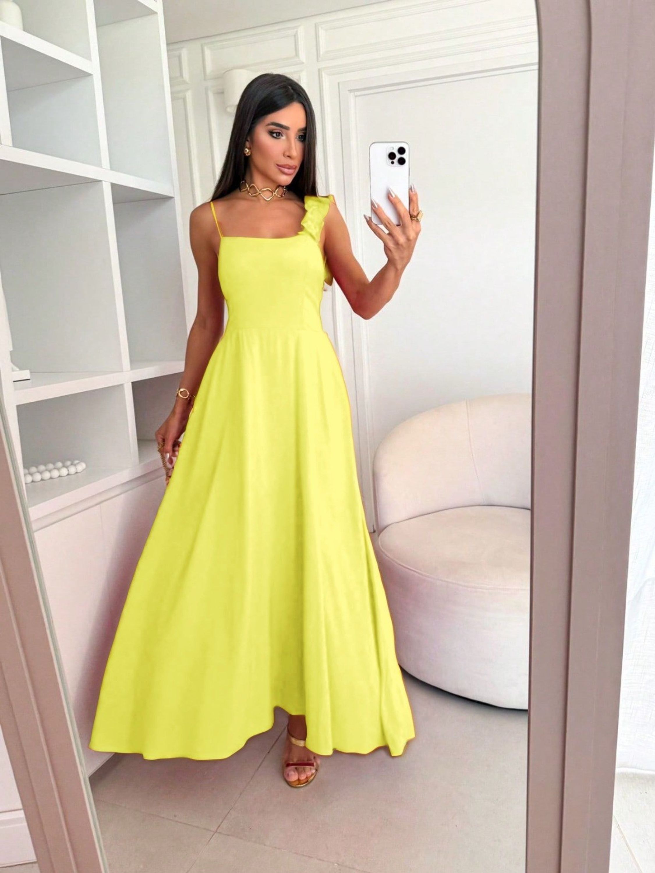 Vestido Longo Liso com Alça Removível Cod: 226