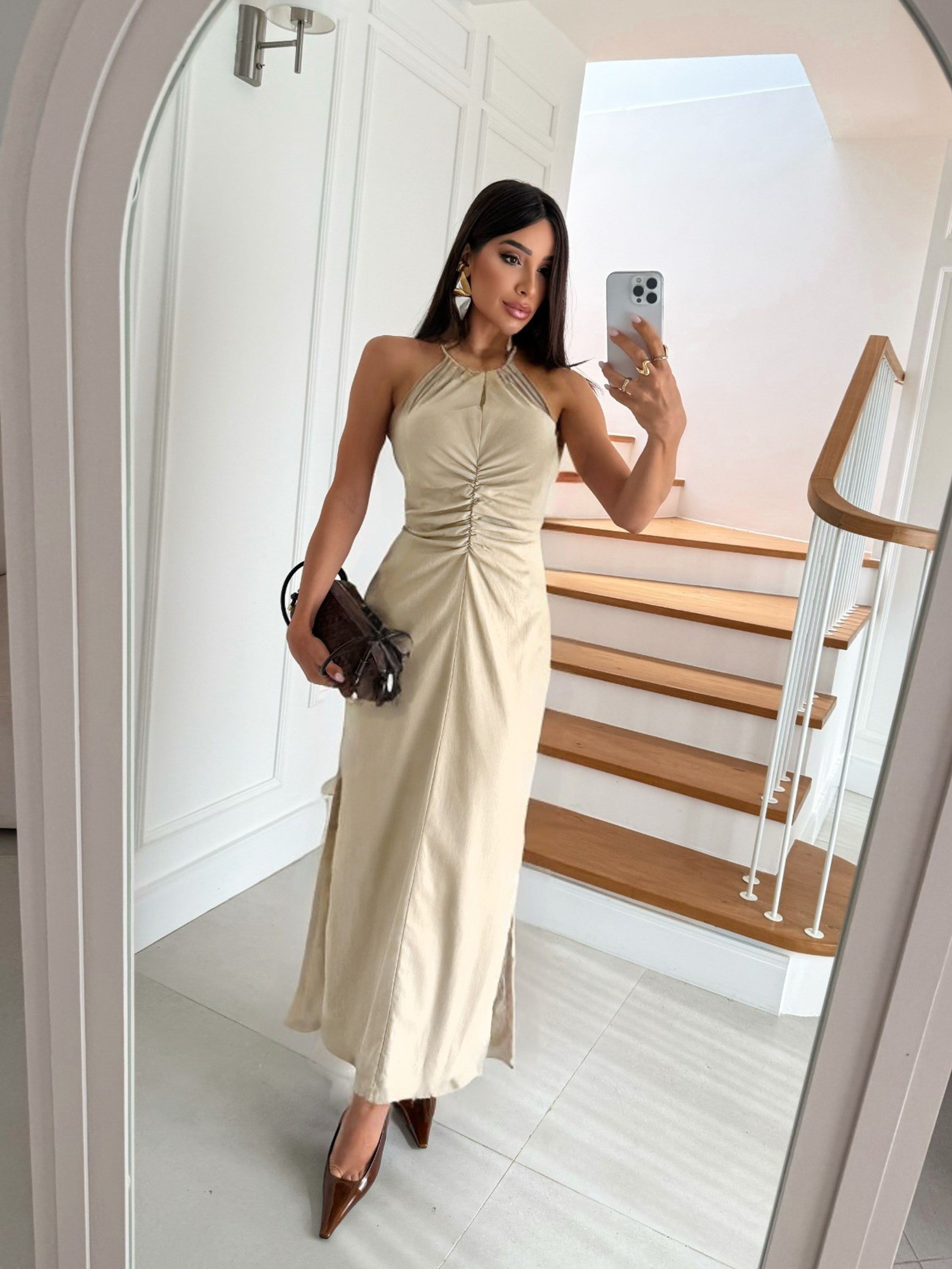 Vestido Feminino Longo Plissado Cod: 245