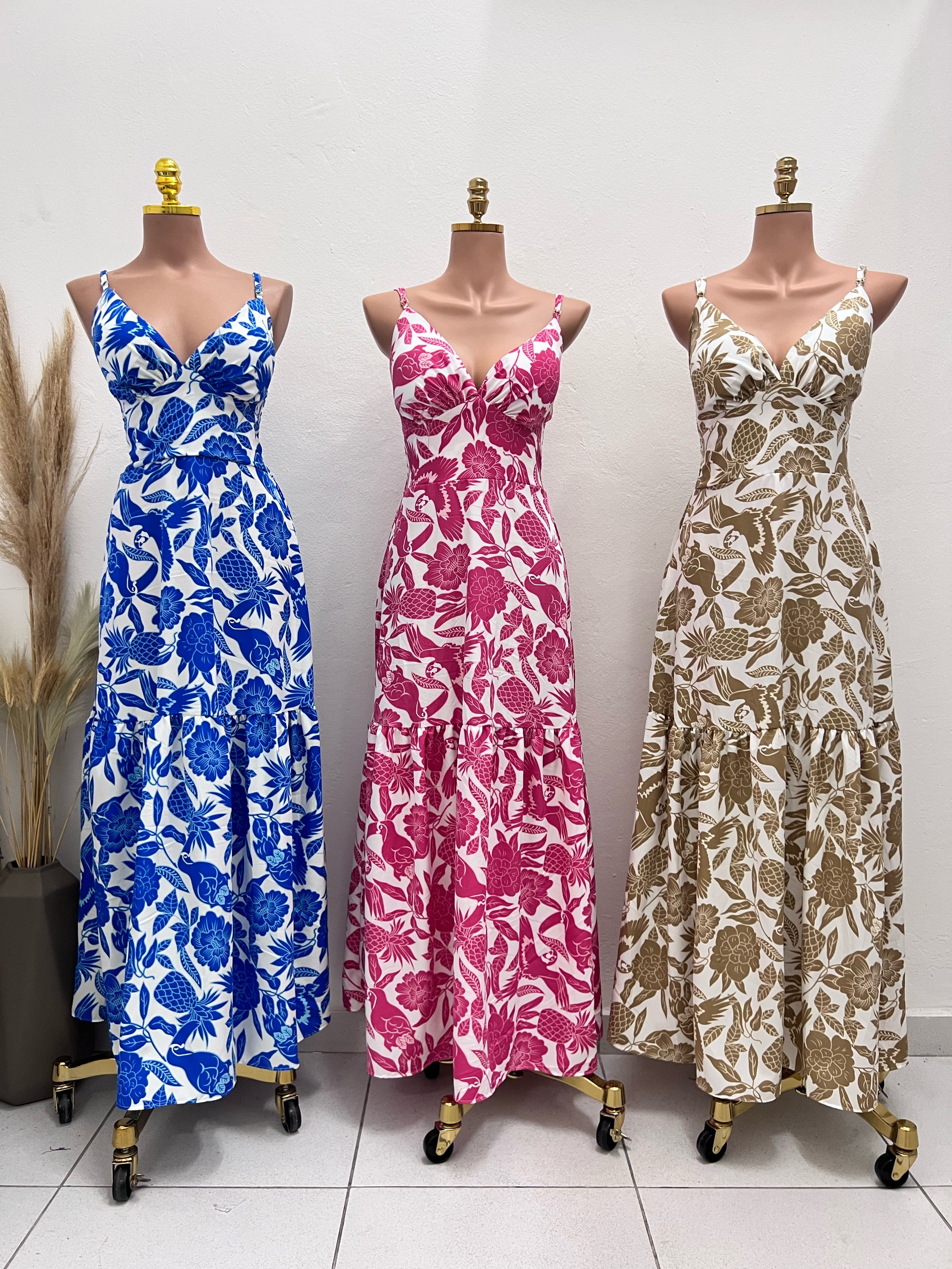 Vestido longo estampado farm decote v 010flor