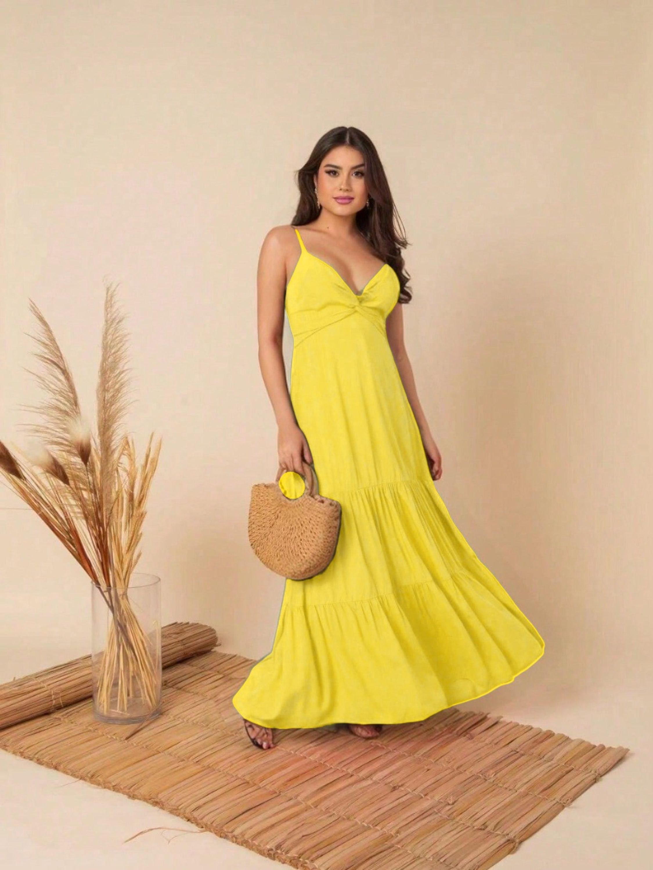 Vestido Feminino Longo Decote Cruzado Cod: 029