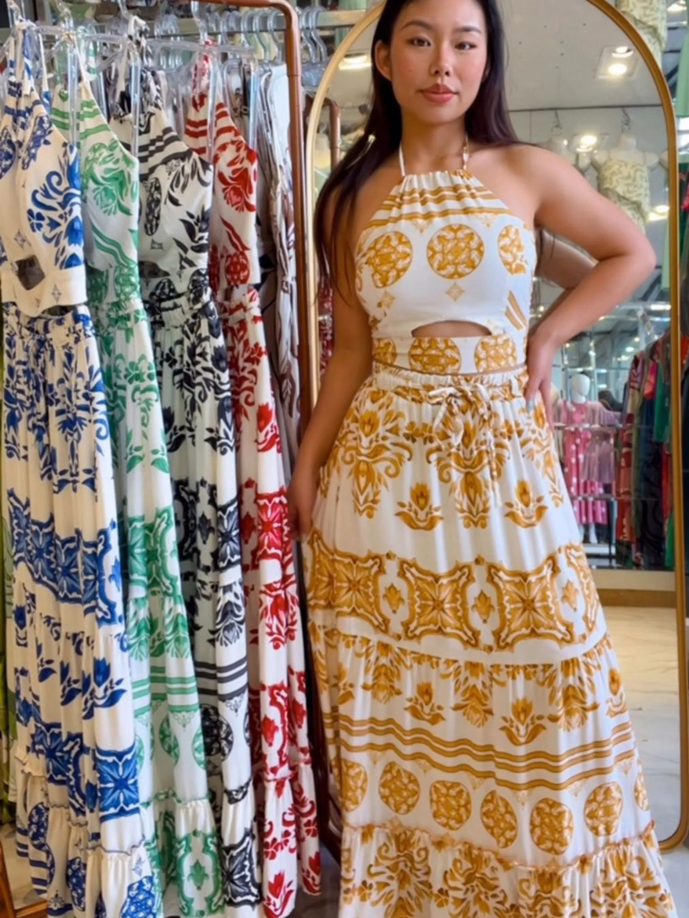 Conjunto Saia Longa e Cropped Estampa Farme Cod: 023/239