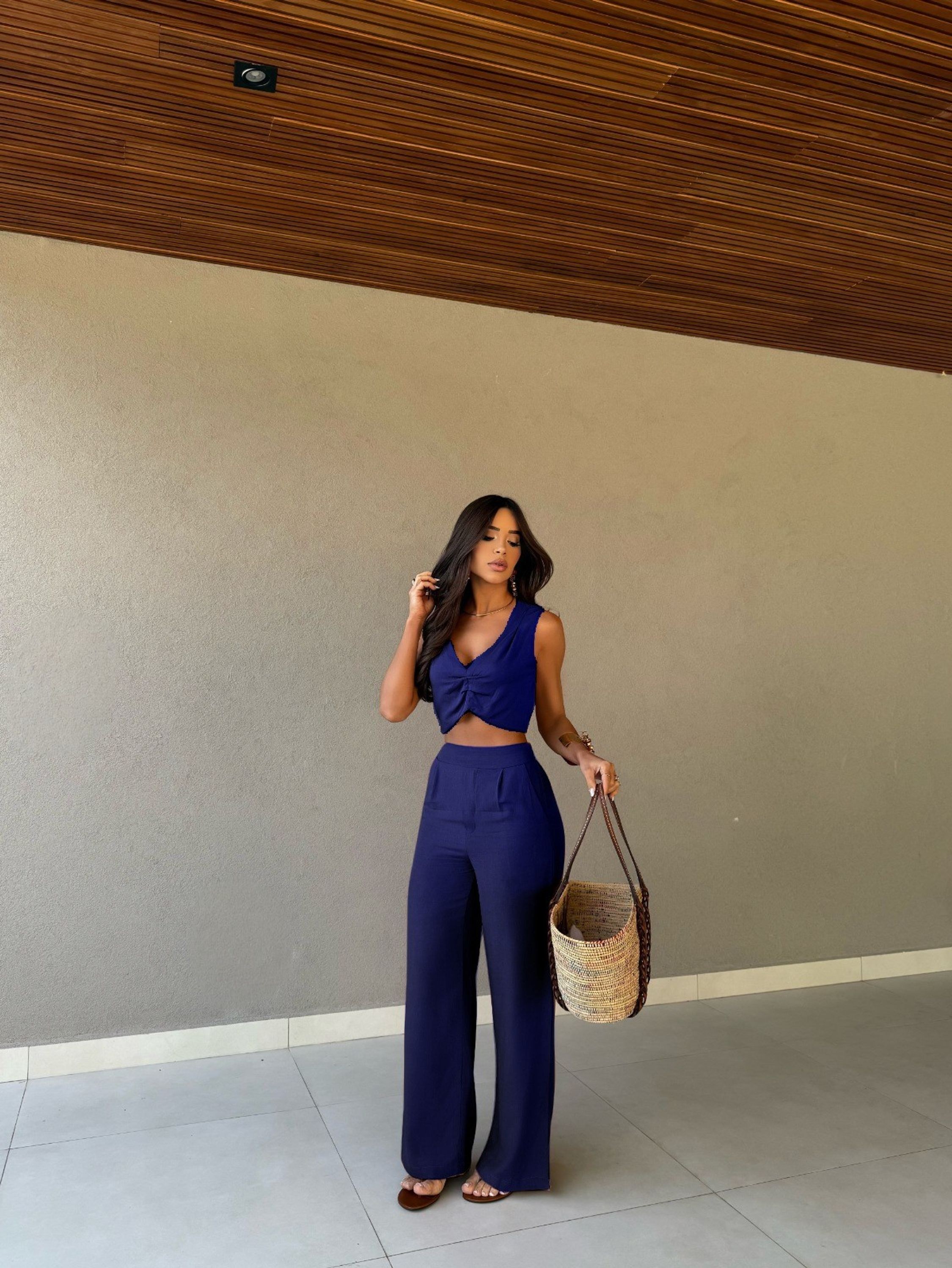 Conjunto Calça Fendas Cropped de Amarrar Cod: 248/09