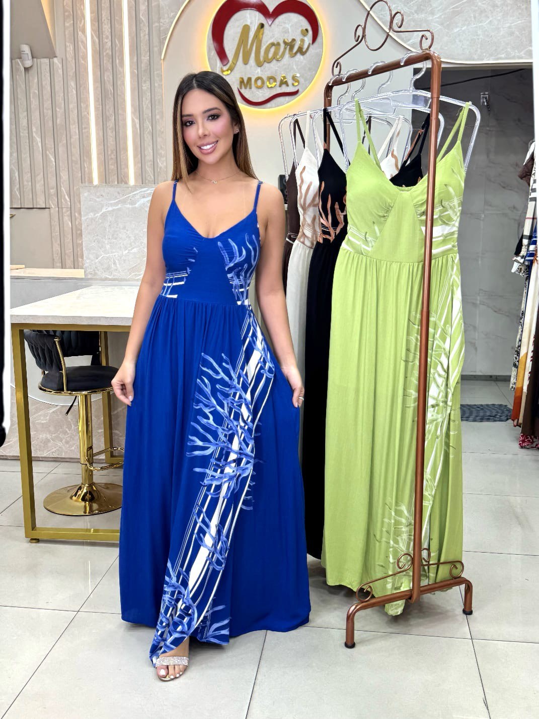 Vestido Longo Fenda Frontal Transpassada Coral 253