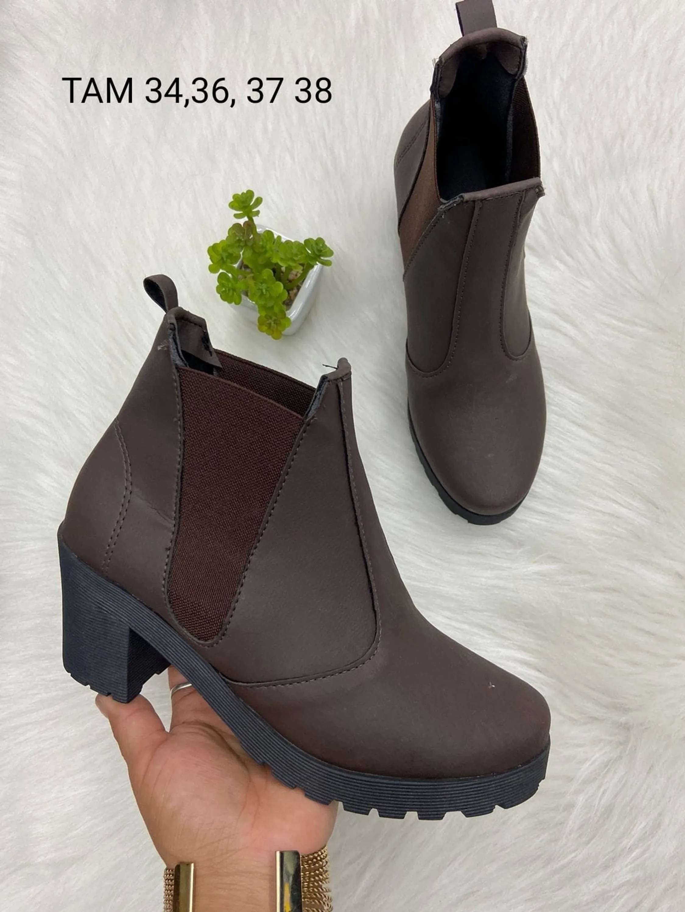 Promoção bota salto 5cm material couro ecológico