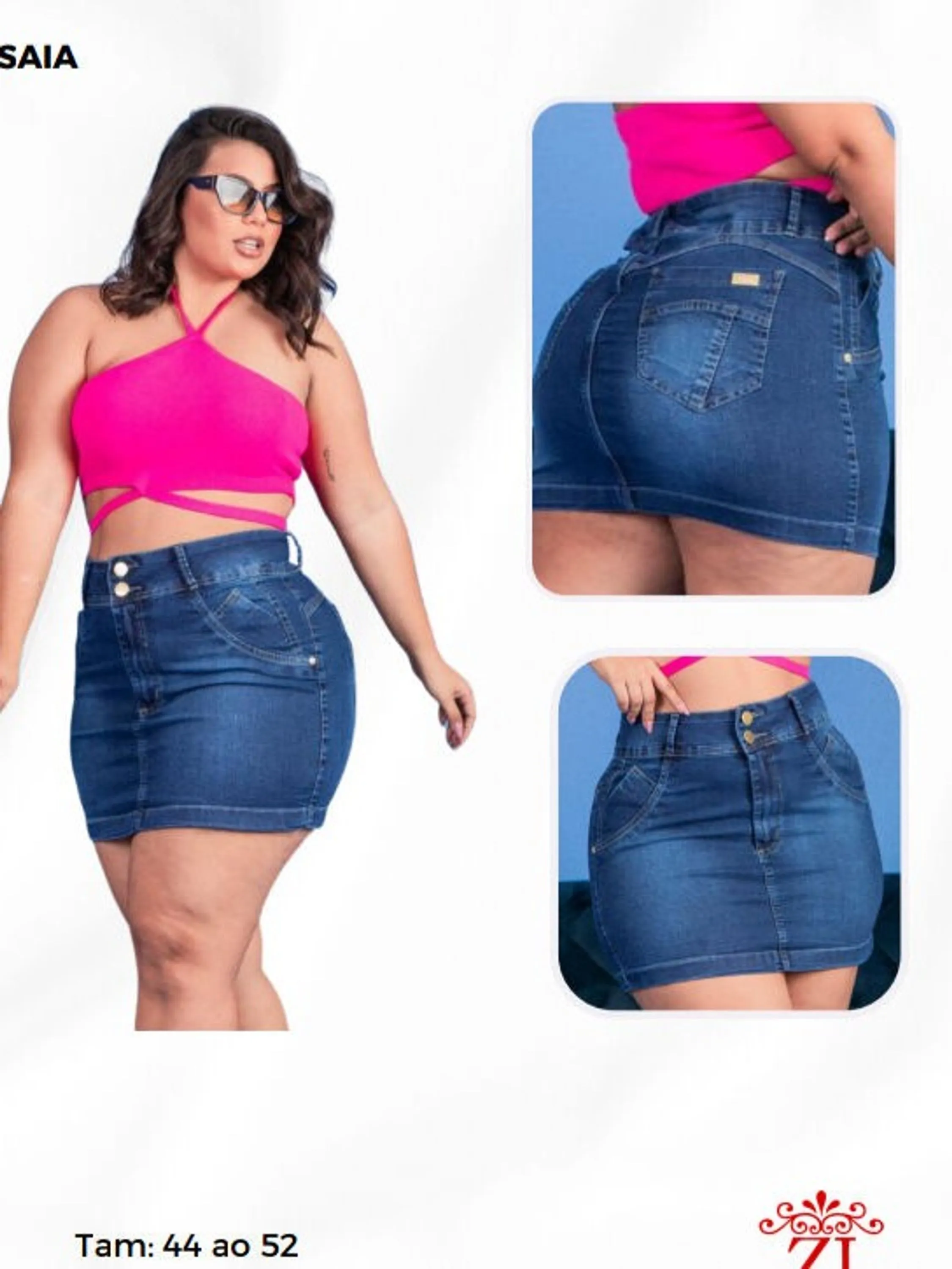 Minissaia PLUS SIZE jeans com Lycra