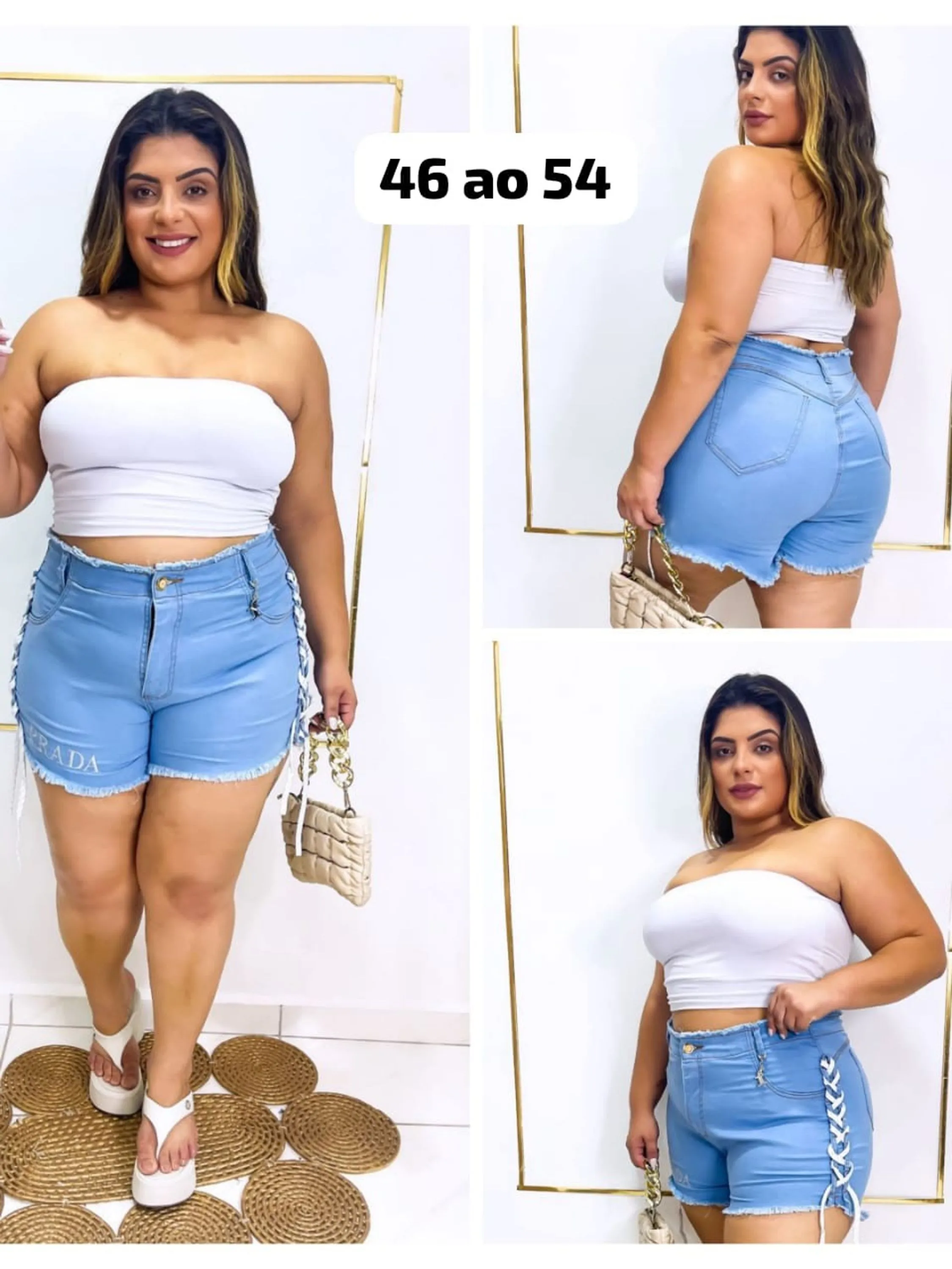 Short PLUS SIZE jeans com Lycra