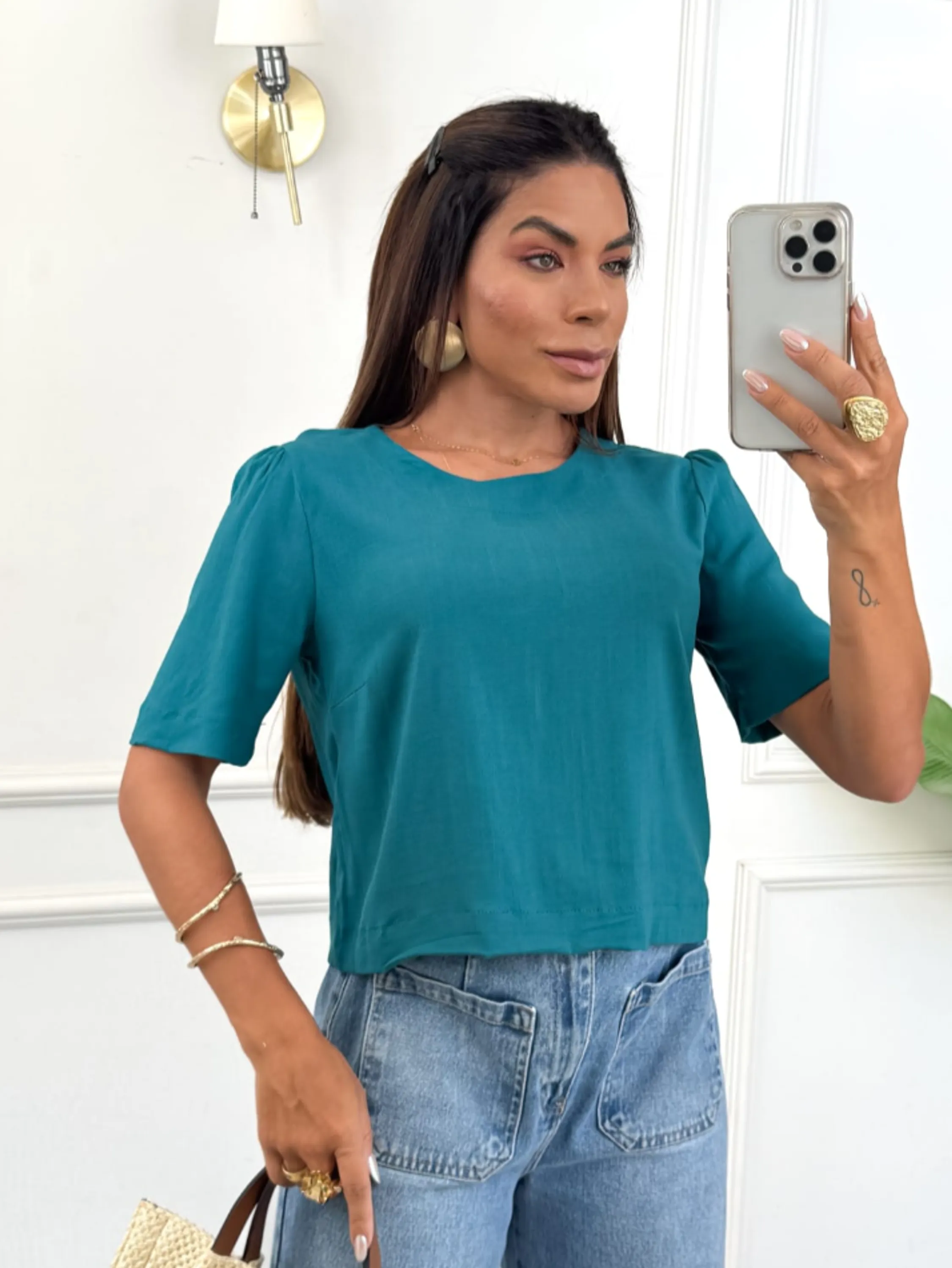 Blusa Feminina Viscolinho Manga Curta ⭐