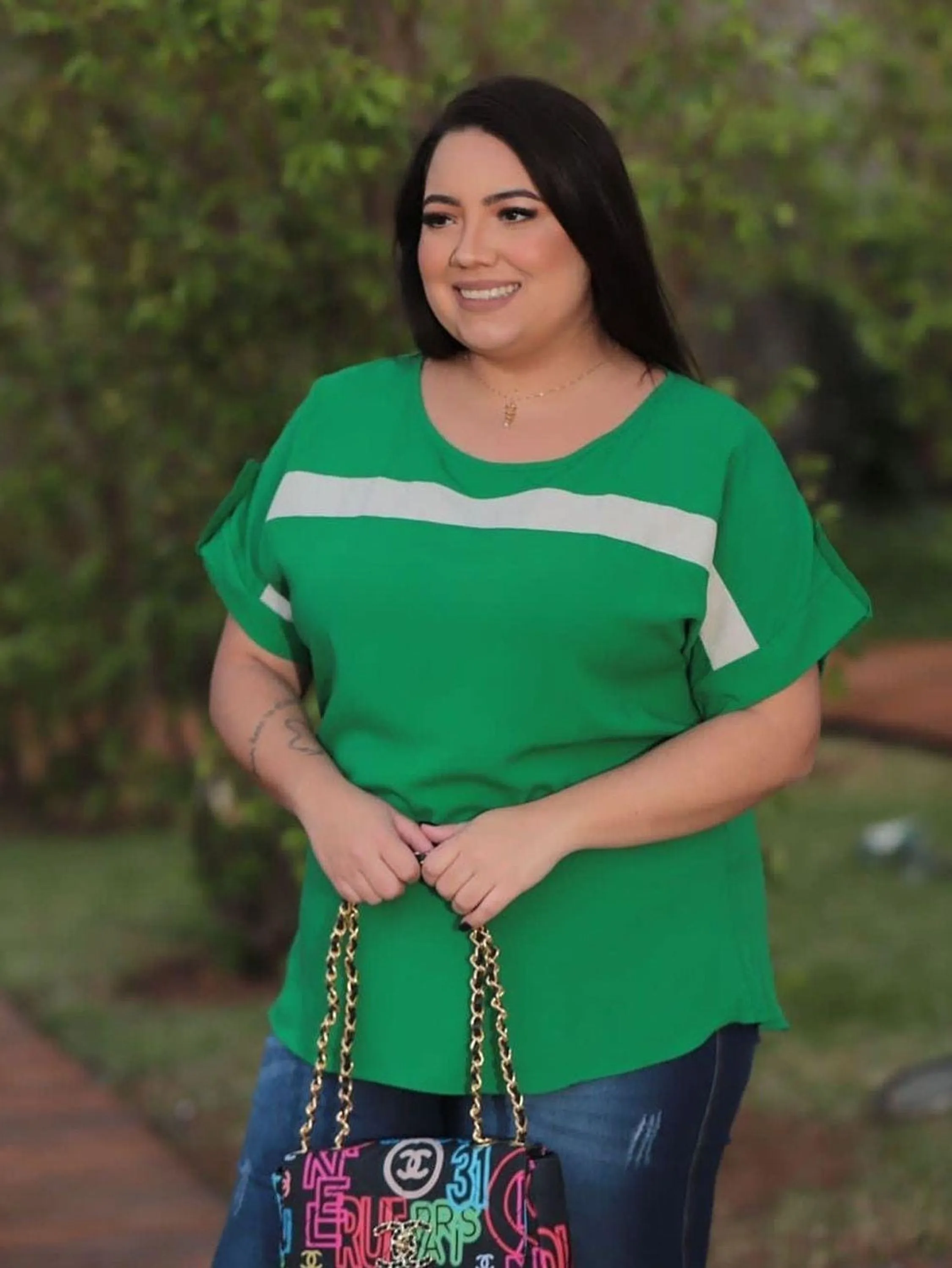 Blusa Camisa Feminina Longa  Plus Size Manga Curta ⭐