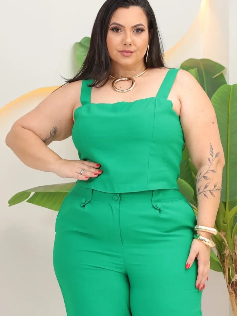 Conjunto Feminino Plus Size Regata e Calça Sensorial ⭐
