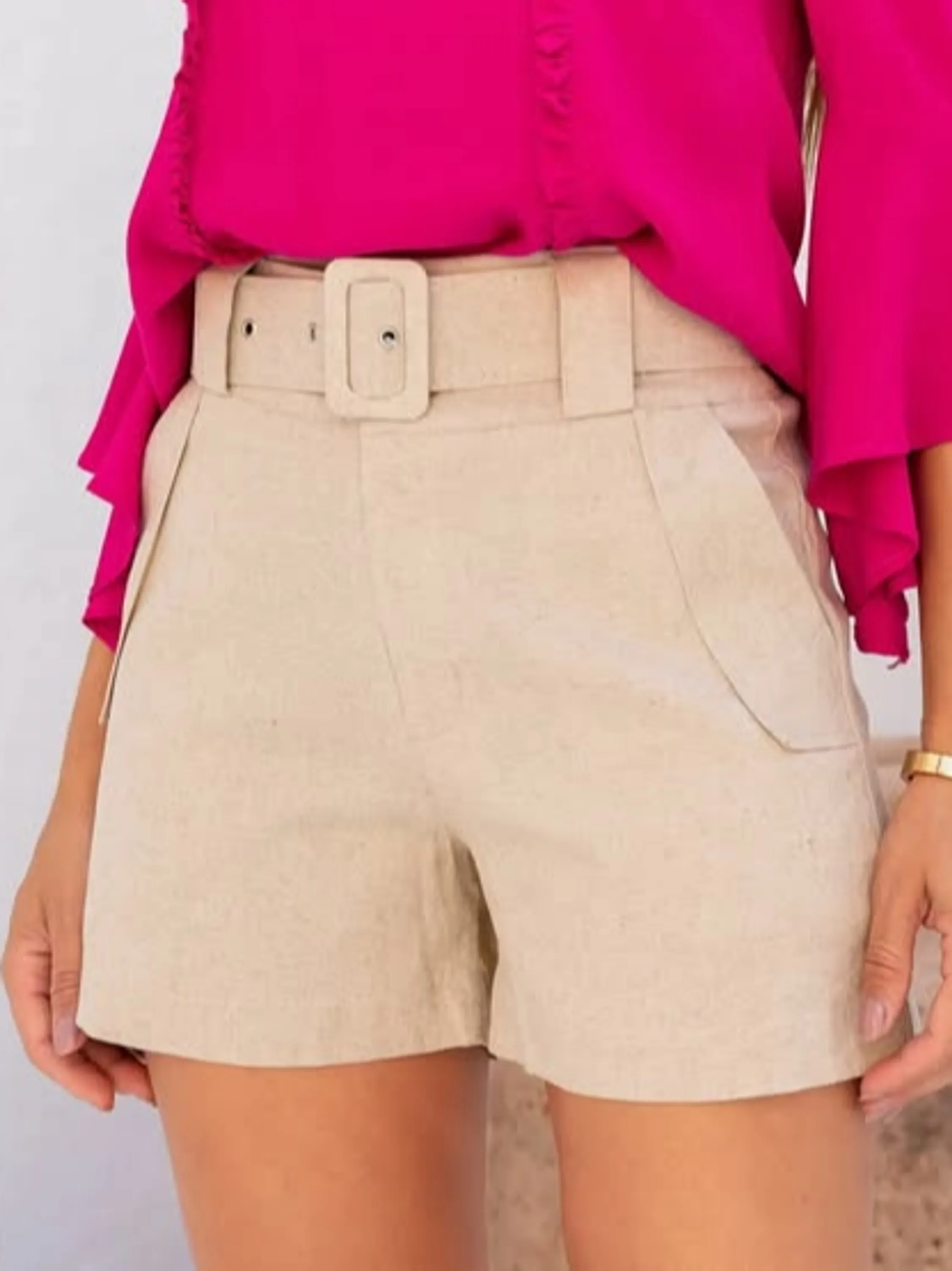 Short Feminino em Linho com Cinto ⭐