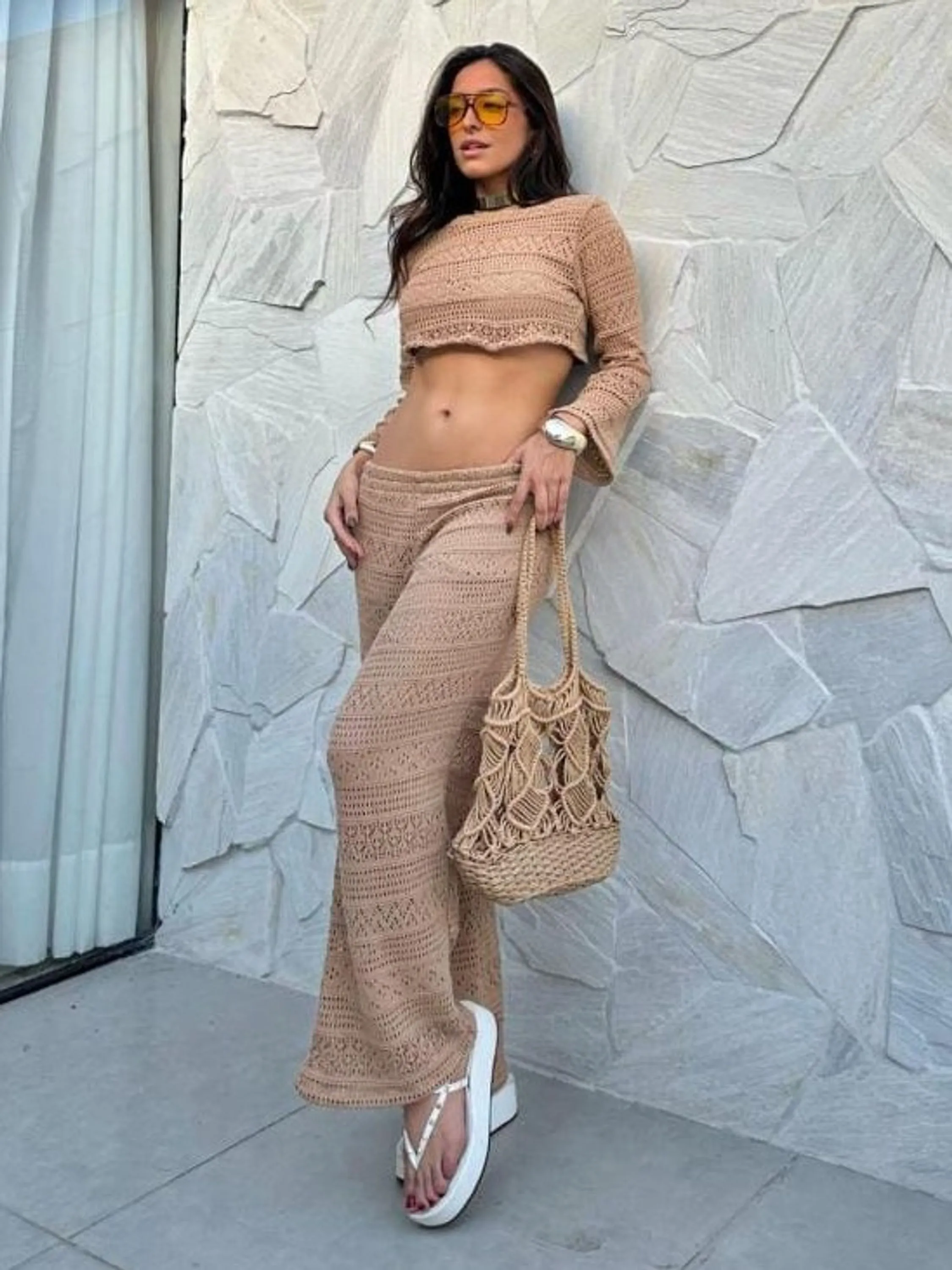Conjunto Feminino 3 peças Calça + Cropped + Top ⭐